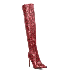 Catalina Snake Print Stiletto Knee Boots
