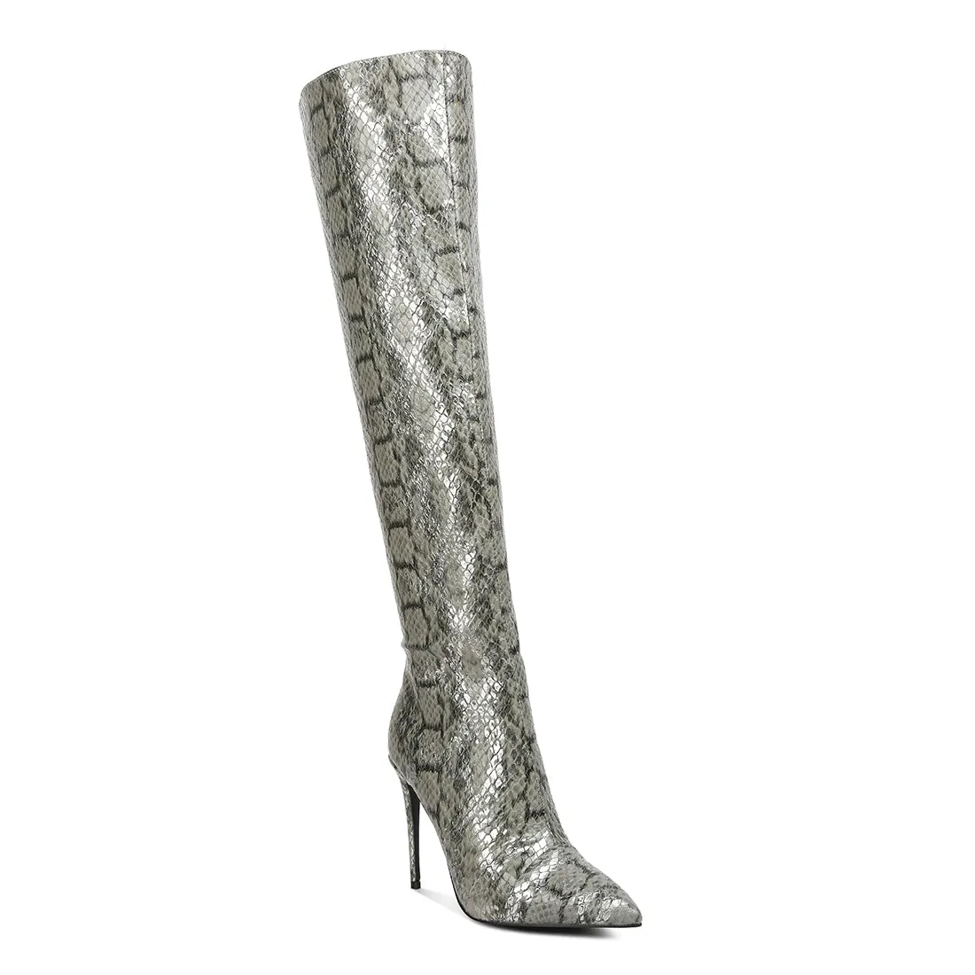 Catalina Snake Print Stiletto Knee Boots