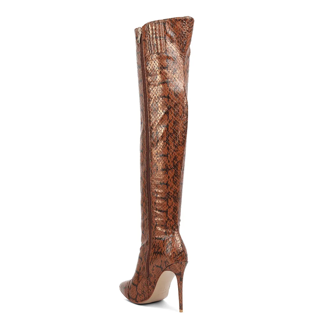 Catalina Snake Print Stiletto Knee Boots
