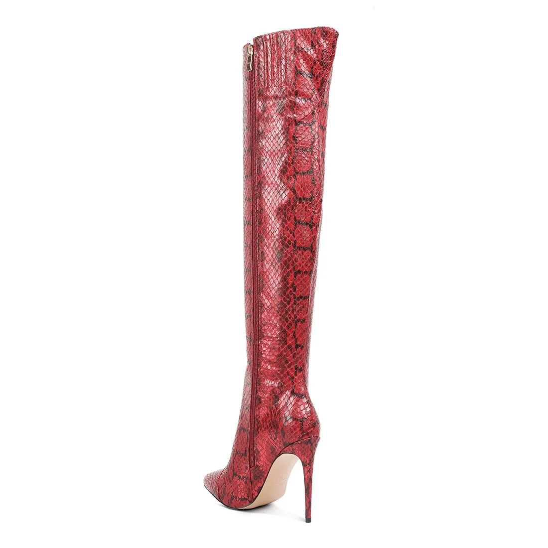 Catalina Snake Print Stiletto Knee Boots