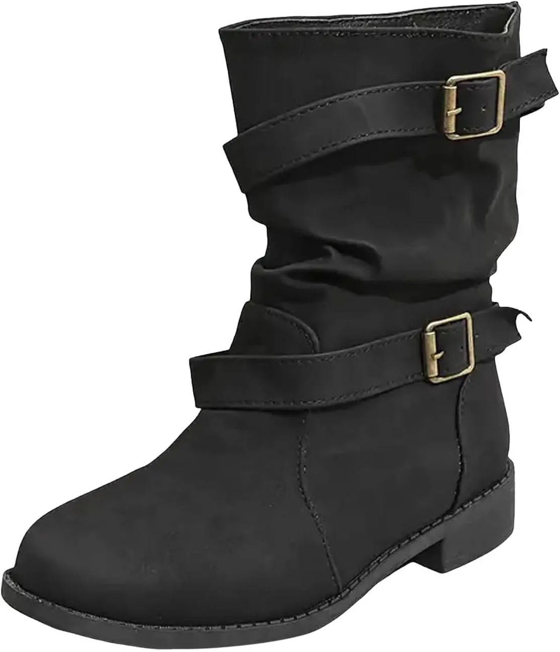Cathalem Booties for Women Casual Suede Boots Leather Winter Boots for Women Round Toe Boots with Side Zipper