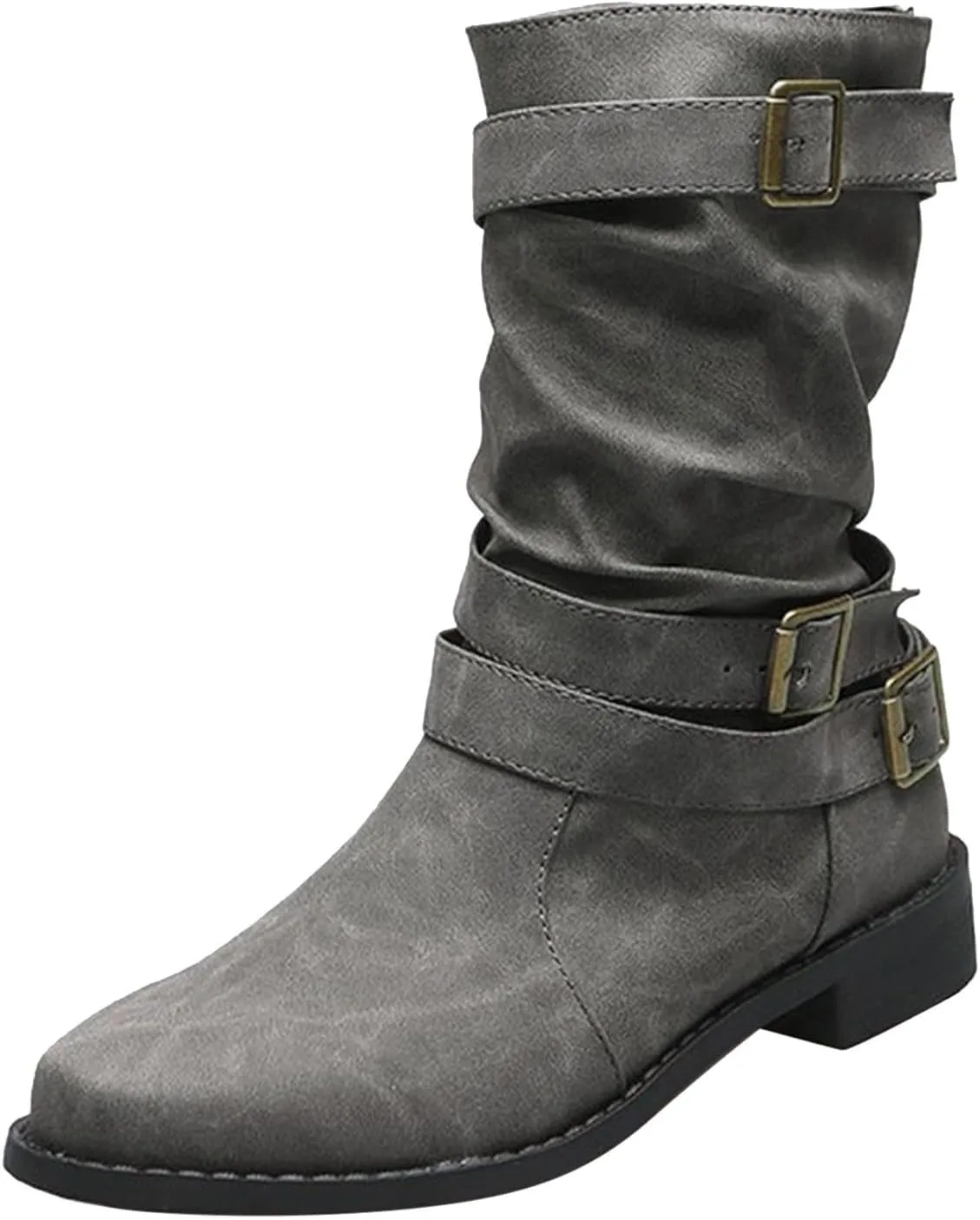 Cathalem Mid Calf Boots for Women, Women's Ankle Bootie Fall Booties Winter Lace up Mid Calf Military Combat Boots