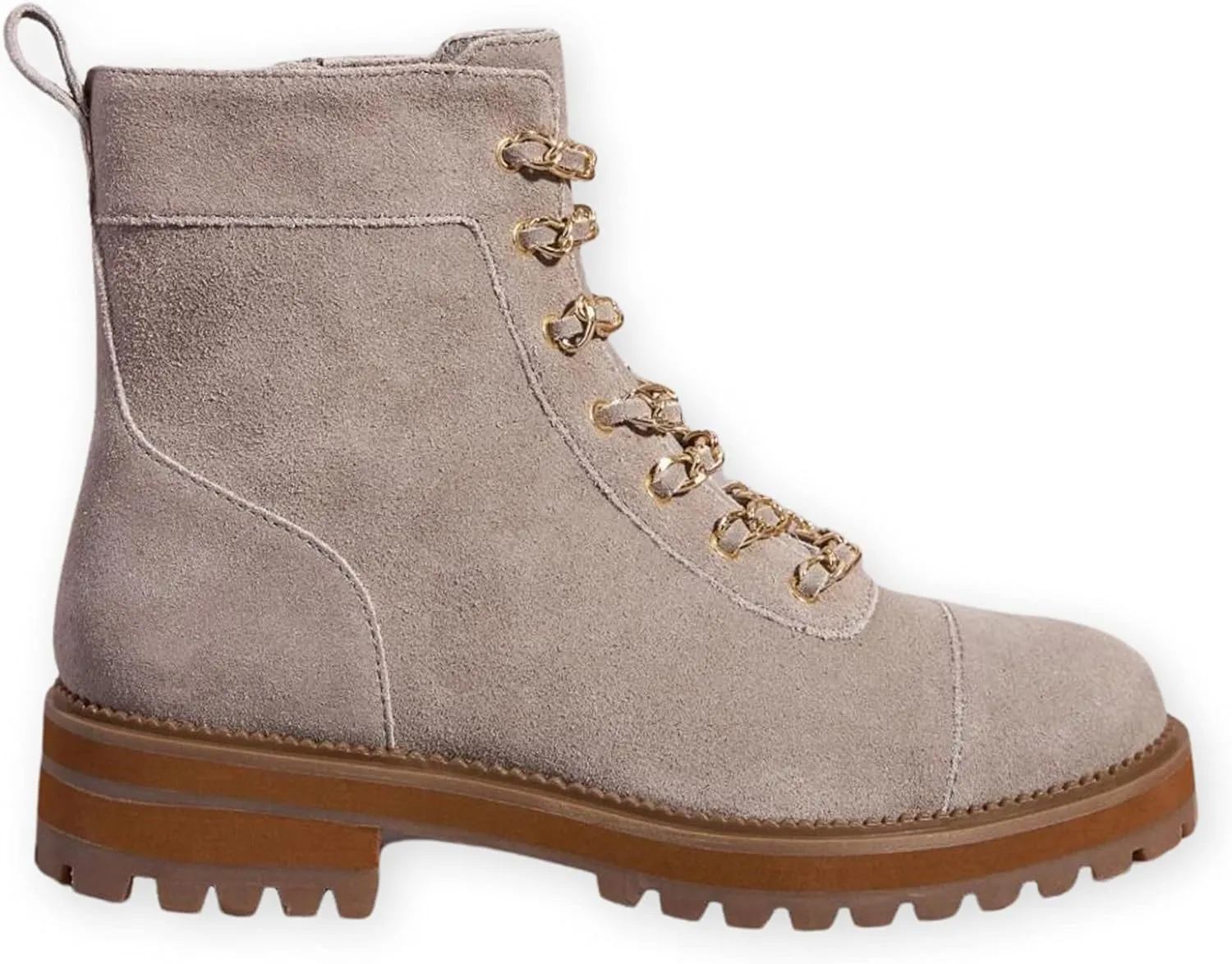 Cecelia New York Chance Emilio Gray Chain Lace Side Zipper Round Toe Ankle Boots