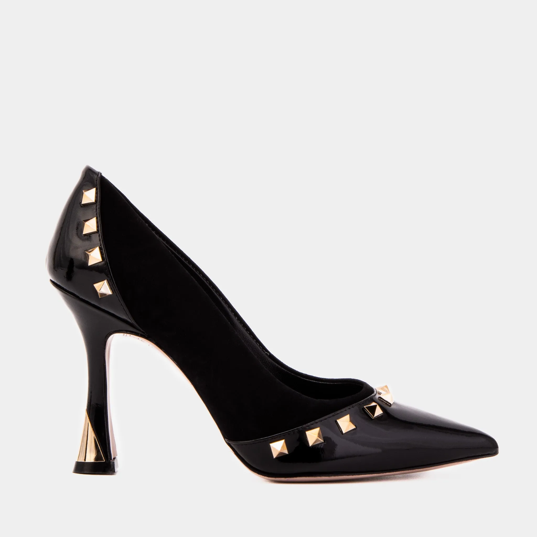 The Bella Vita Studded Black Leather Pump Women Shoe Low Heel