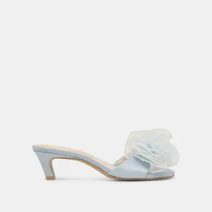 Poised Step NARITA PEARL HEELS LIGHT BLUE SATIN