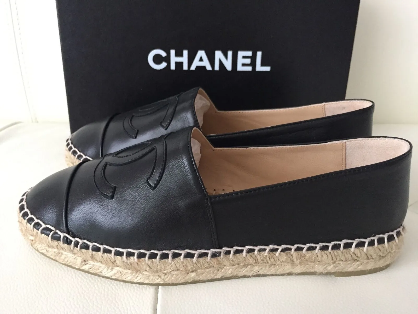 CHANEL CC LAMBSKIN ESPADRILLES