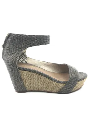 Charlie Black Gold Canvas Matt Bernson Wedge Sandal
