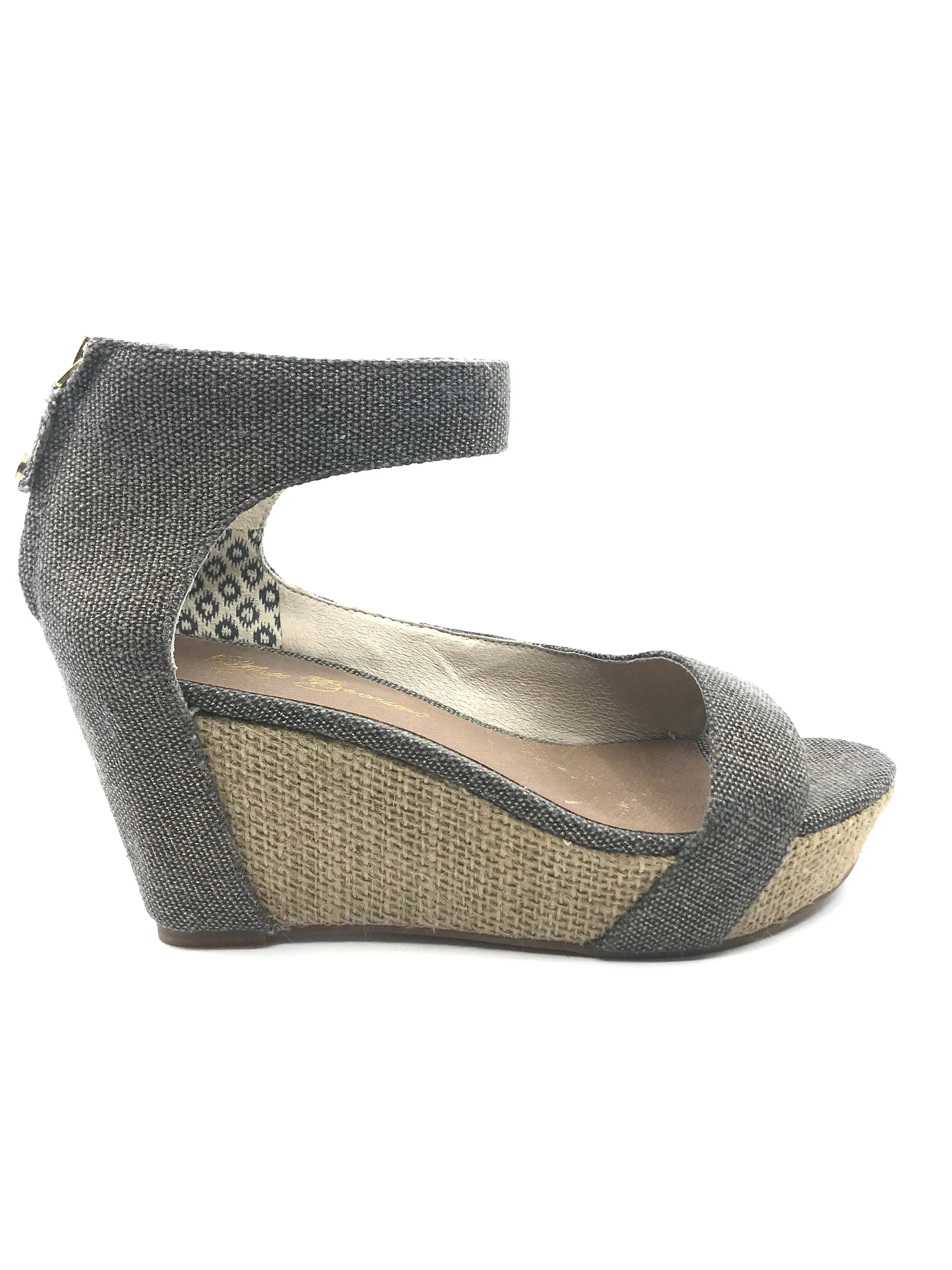 Charlie Black Gold Canvas Matt Bernson Wedge Sandal