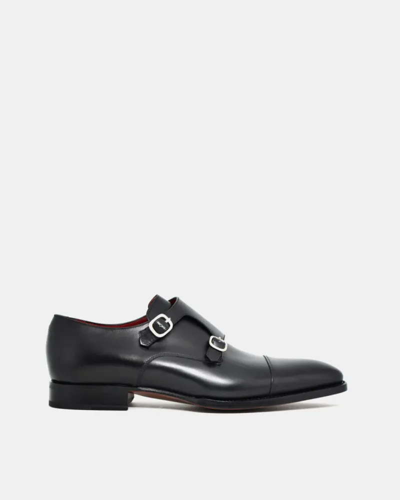 Quick Shift Black Double Monk Strap Dress Shoe