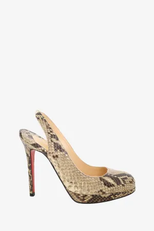 Christian Louboutin Python Leather Slingback Heels Size 37