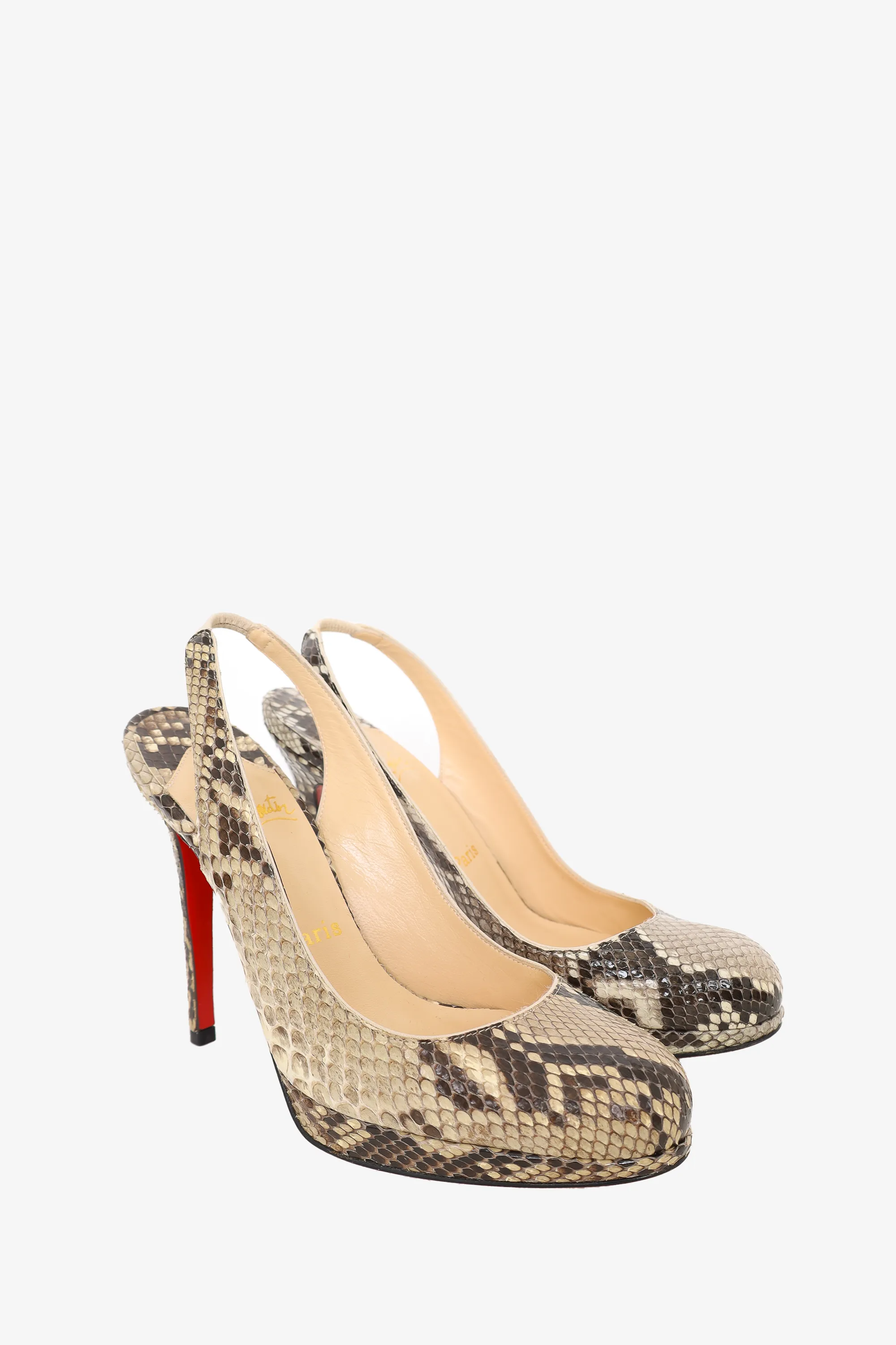 Christian Louboutin Python Leather Slingback Heels Size 37