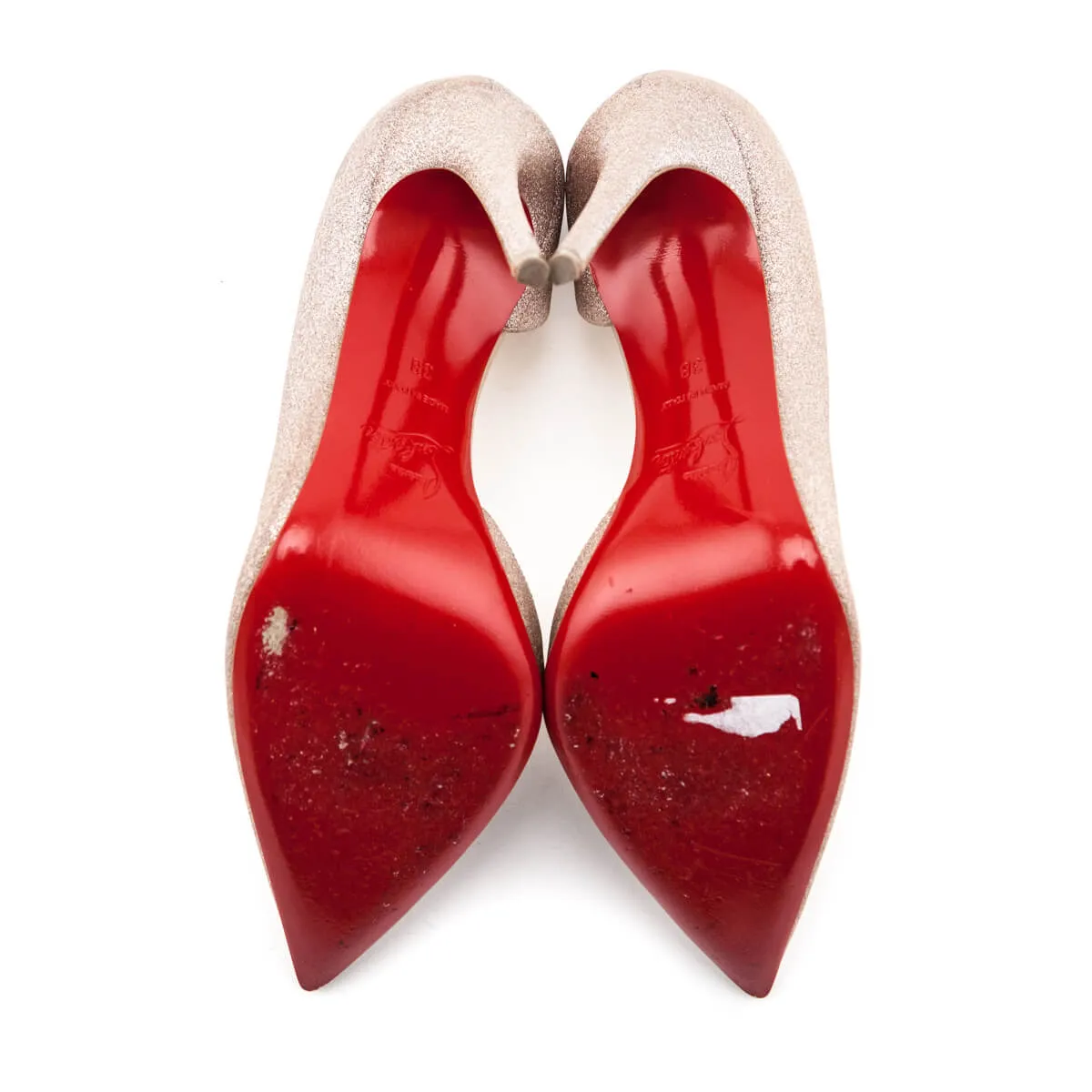 Christian Louboutin Rose Gold Iriza Glitter 100 Pumps Size US 8 | EU 38