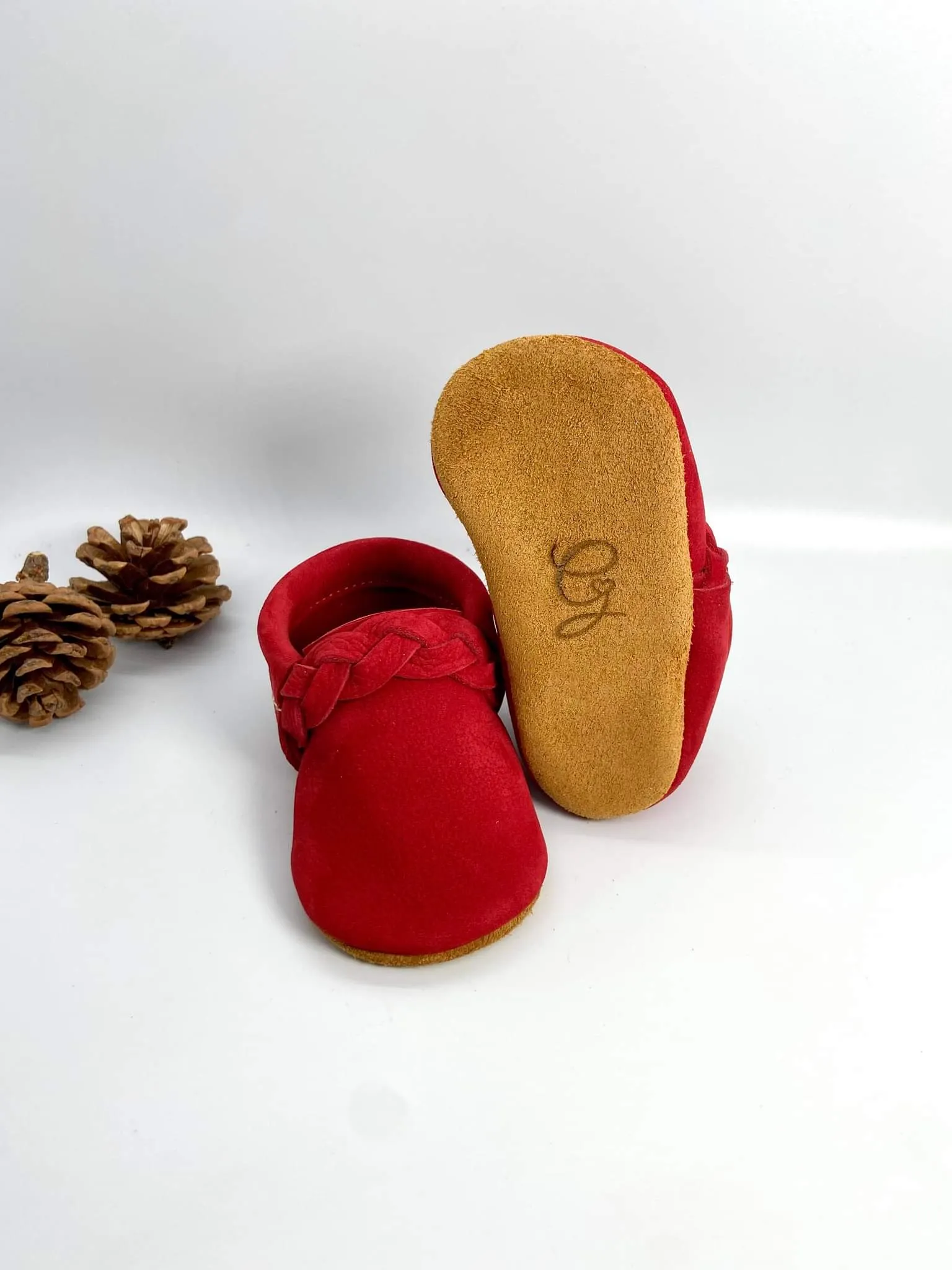 Christmas Red Braided Moccs