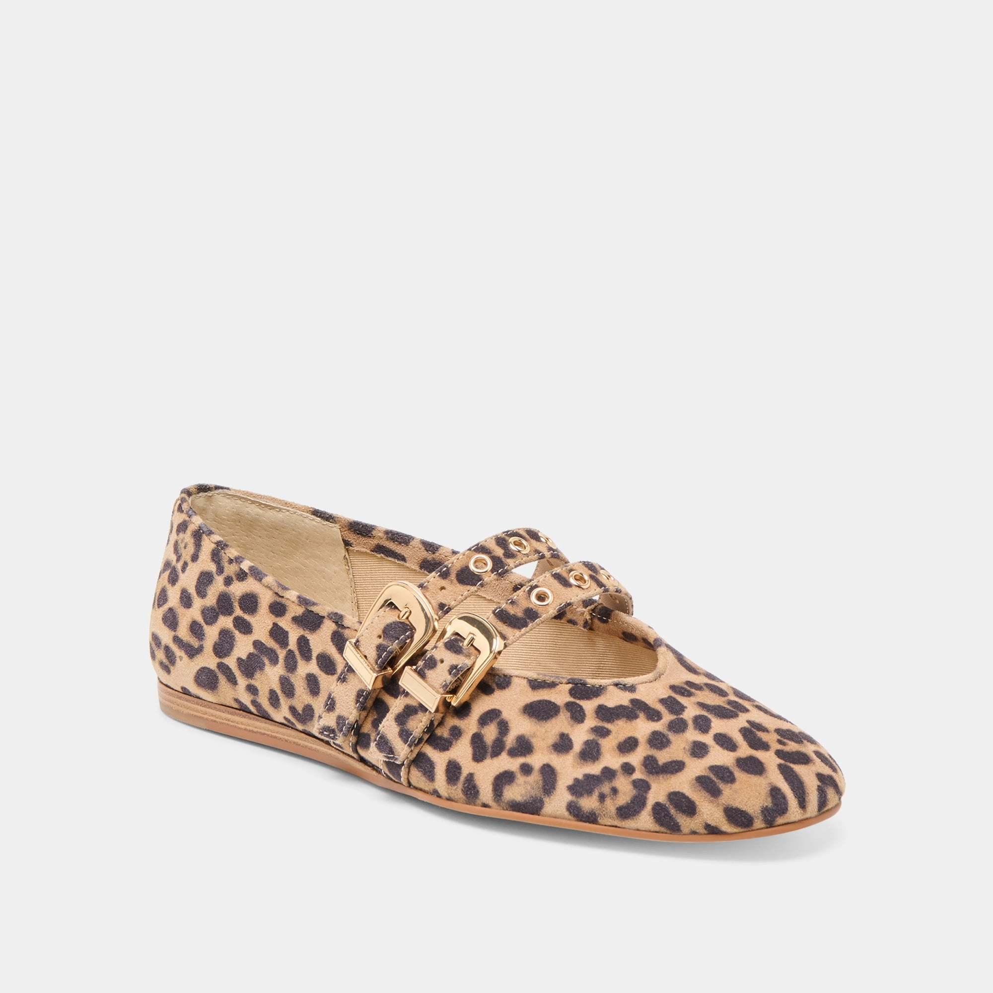 BAYLEE GROMMET BALLET FLATS DK LEOPARD PRINTED SUEDE Spring Air Coast Glow