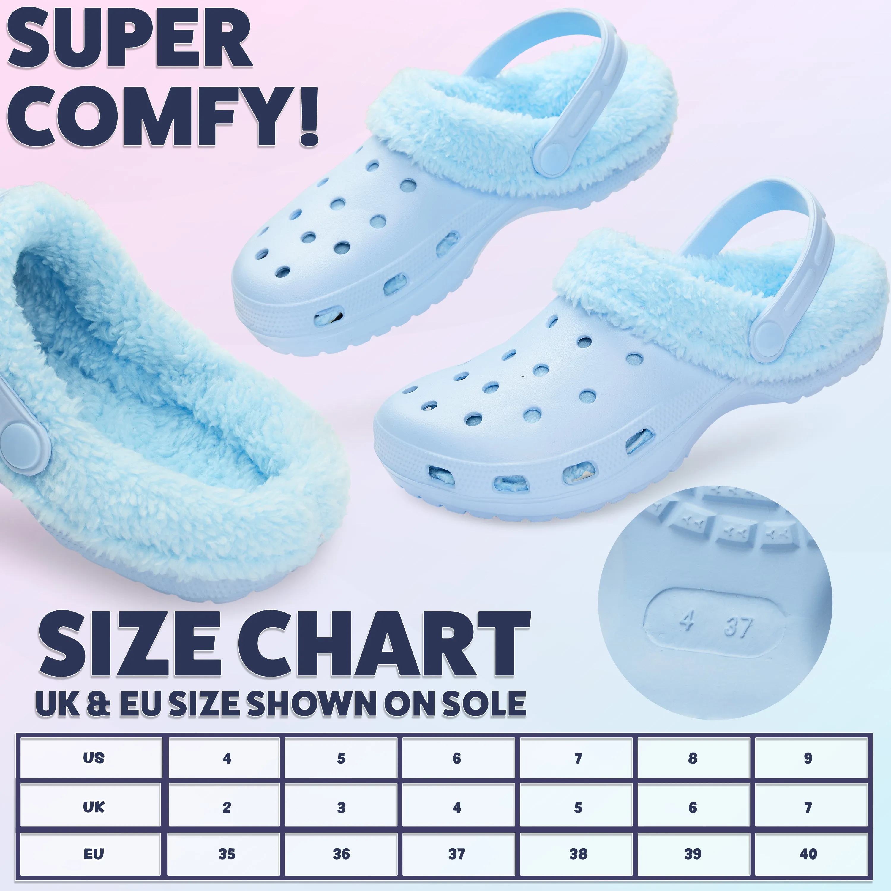 CityComfort Clogs Women Teens Winter Classic Fleece Lined House Shoes