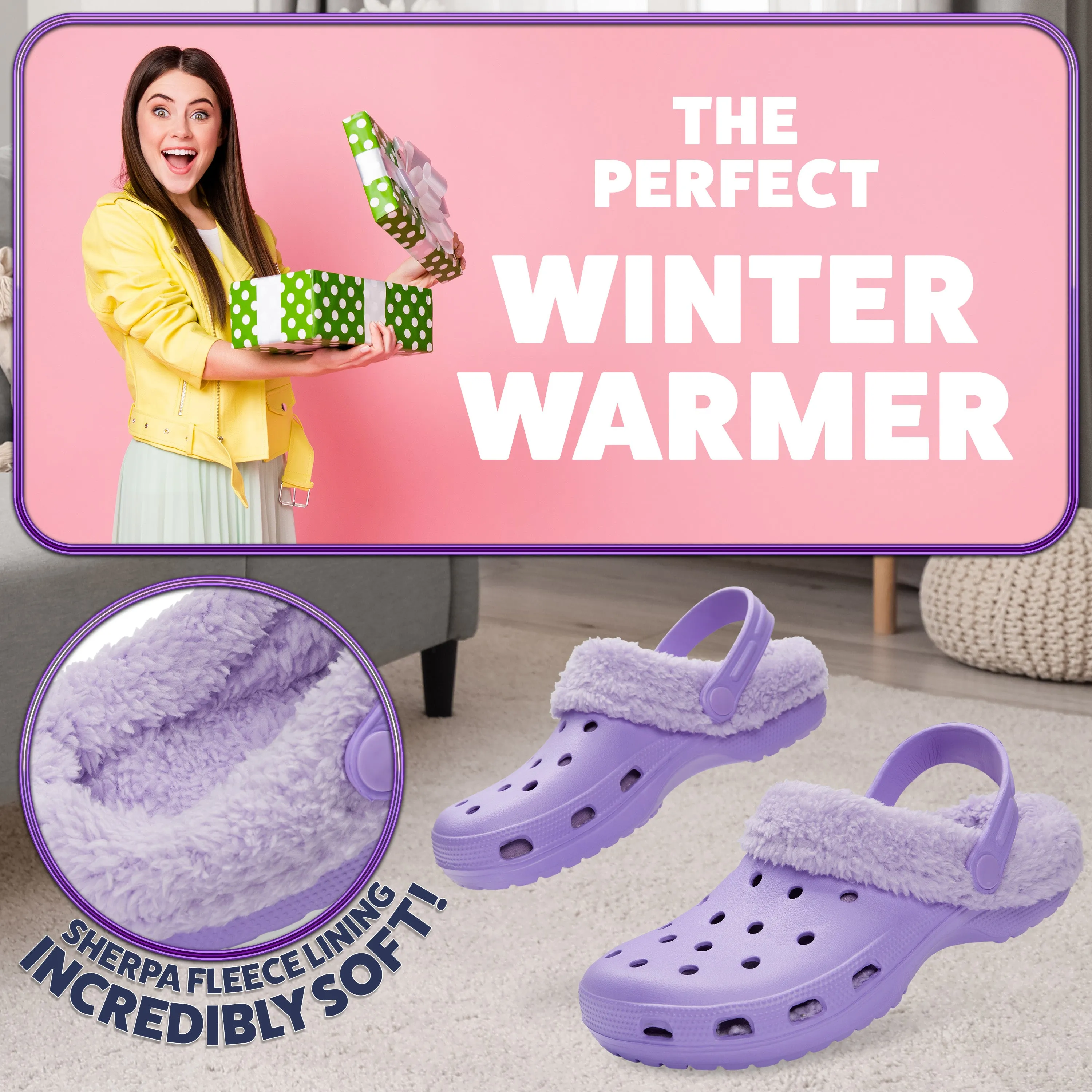 CityComfort Clogs Women Teens Winter Classic Fleece Lined House Shoes