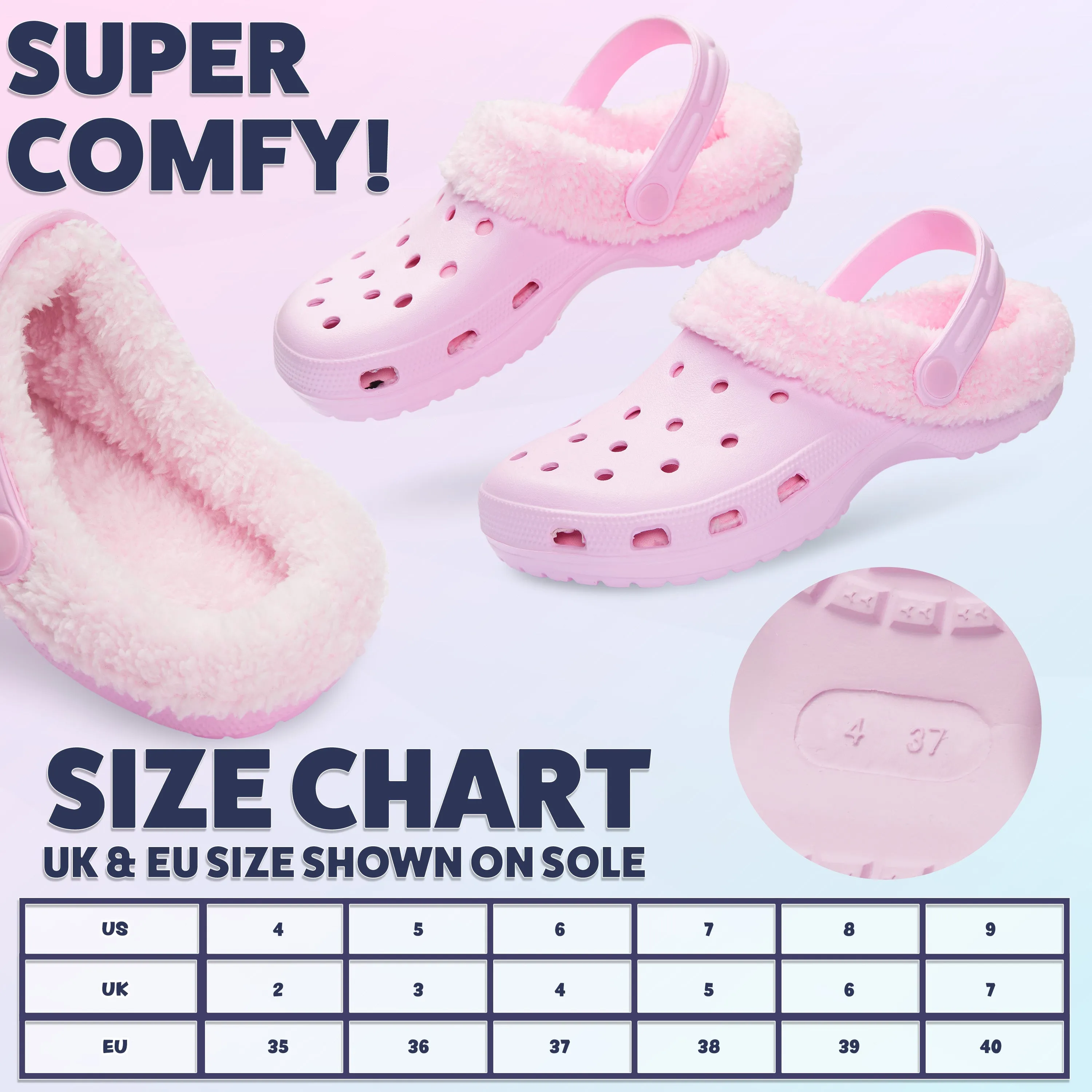 CityComfort Clogs Women Teens Winter Classic Fleece Lined House Shoes