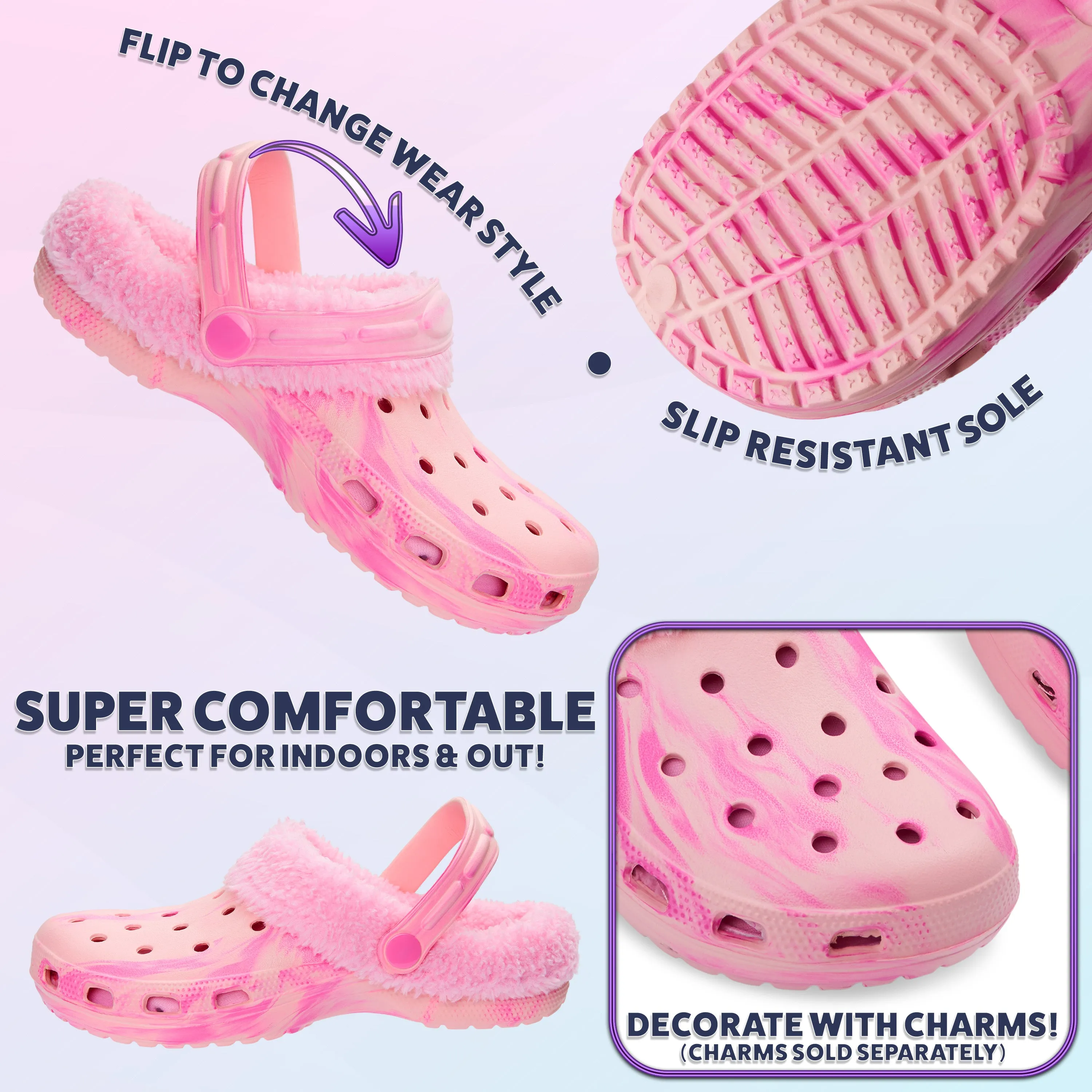 CityComfort Clogs Women Teens Winter Classic Fleece Lined House Shoes