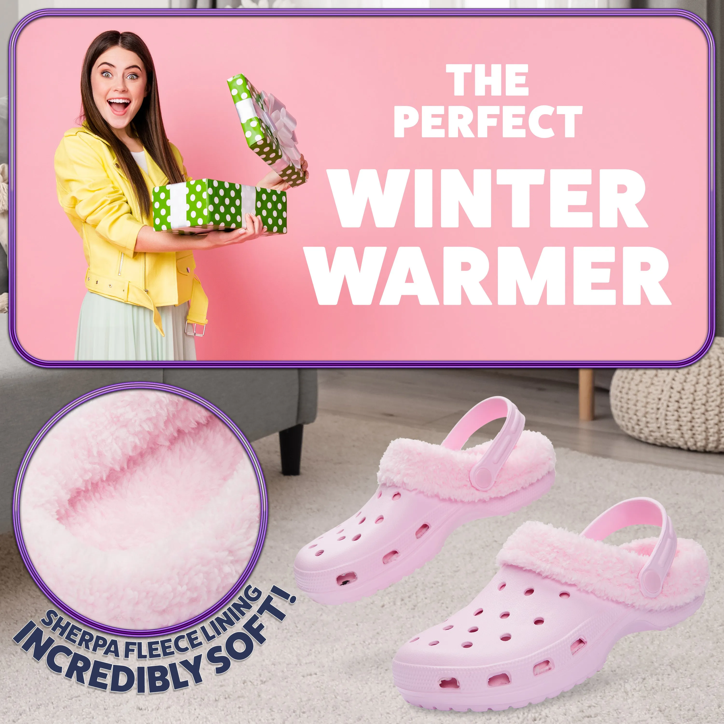 CityComfort Clogs Women Teens Winter Classic Fleece Lined House Shoes
