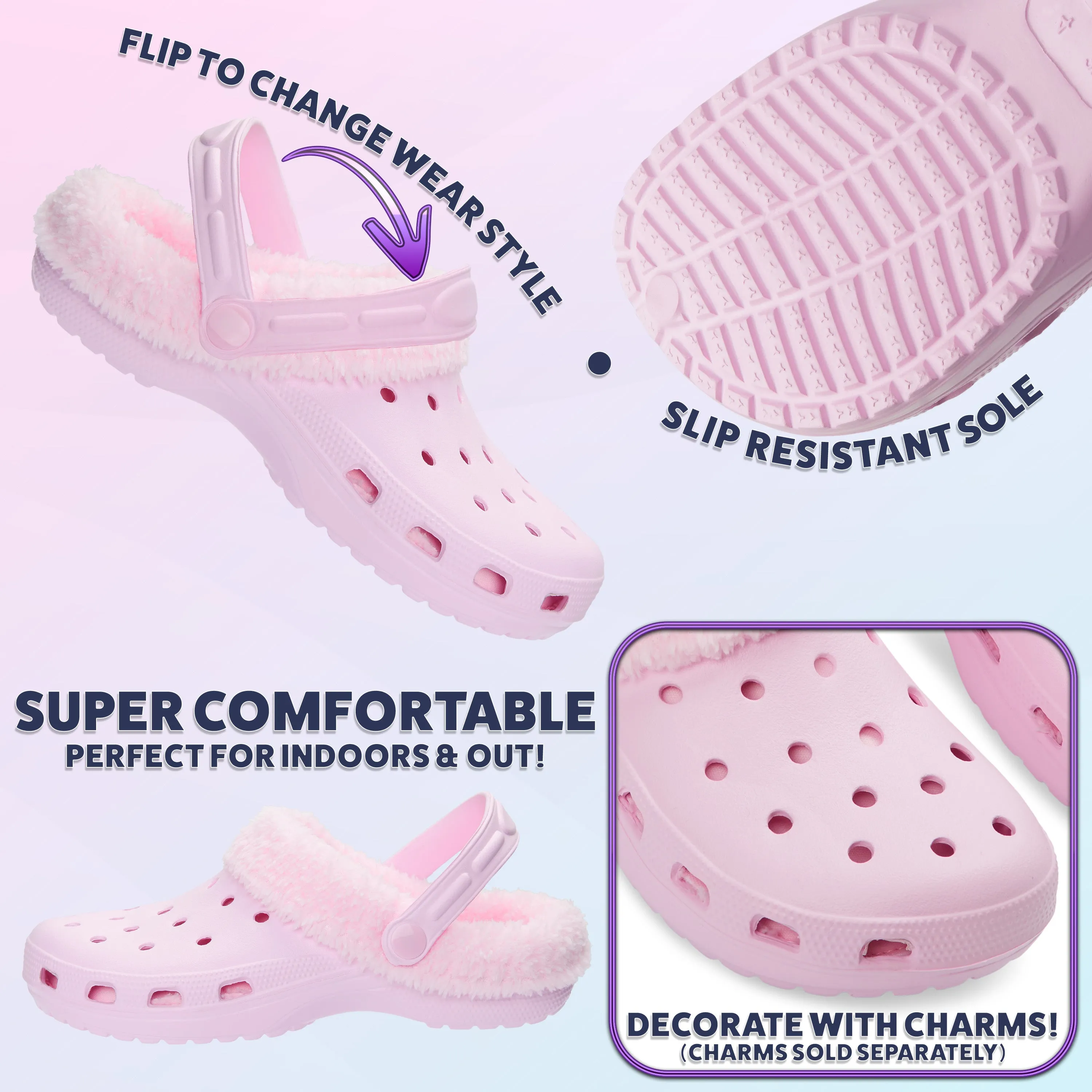 CityComfort Clogs Women Teens Winter Classic Fleece Lined House Shoes