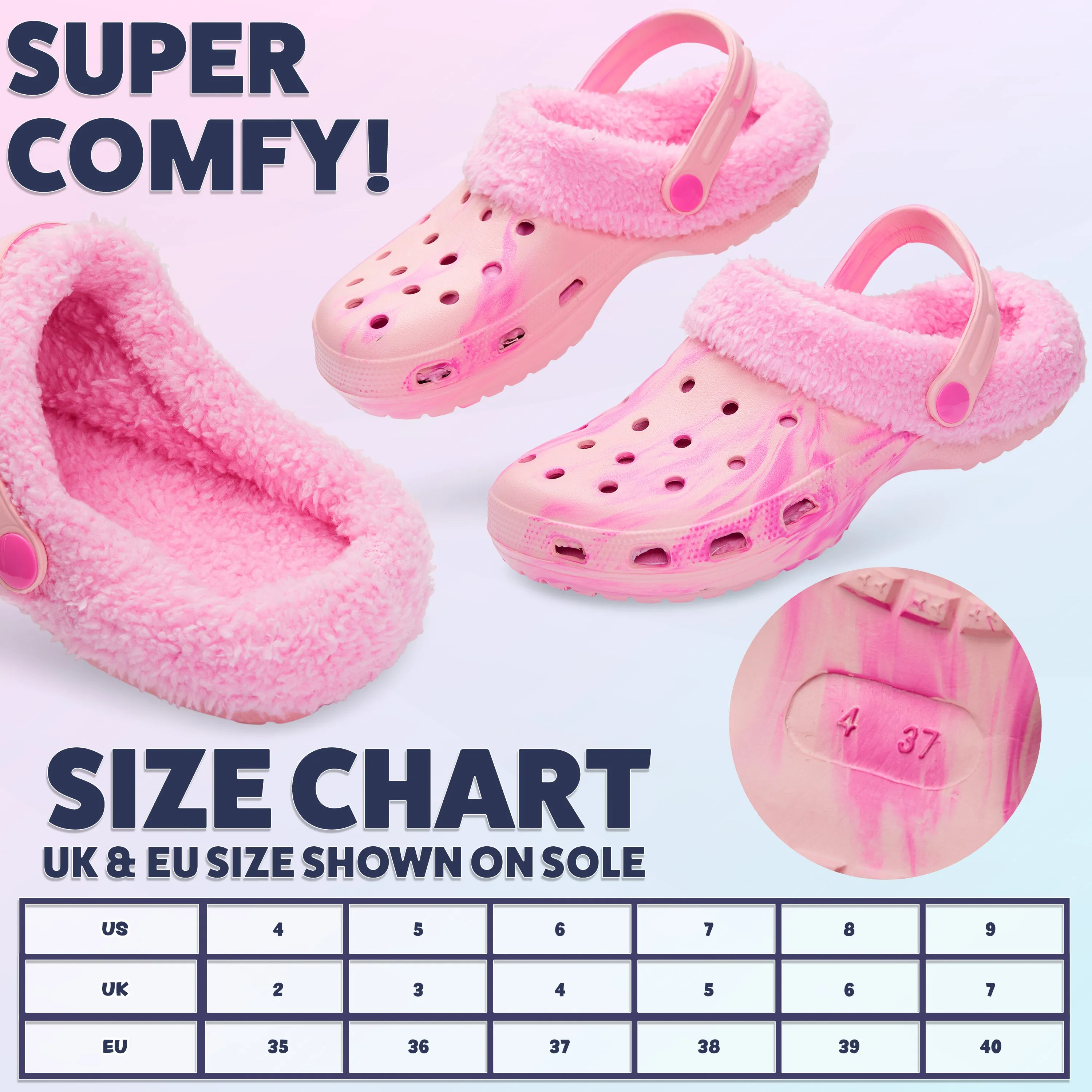 CityComfort Clogs Women Teens Winter Classic Fleece Lined House Shoes