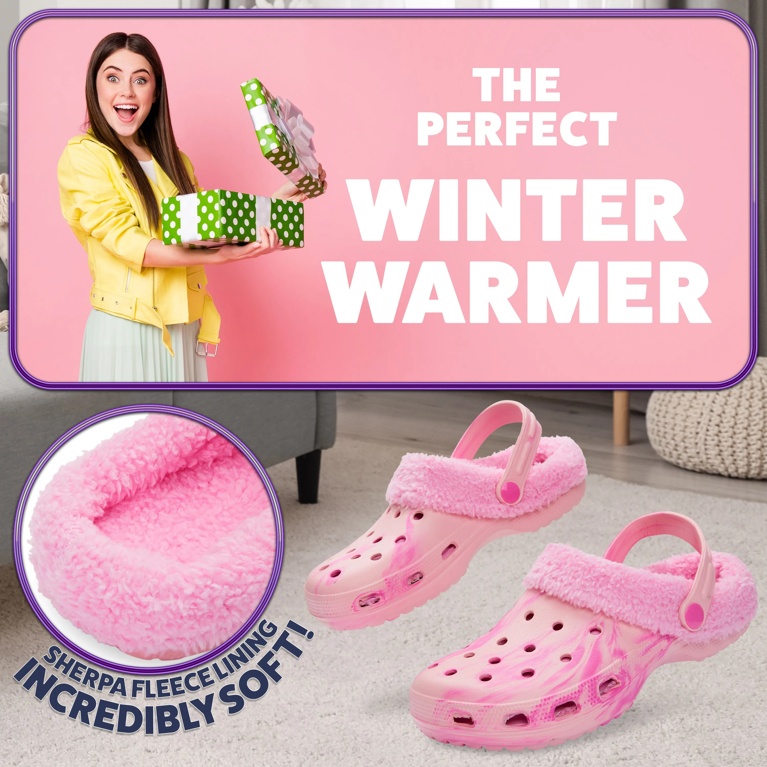 CityComfort Clogs Women Teens Winter Classic Fleece Lined House Shoes