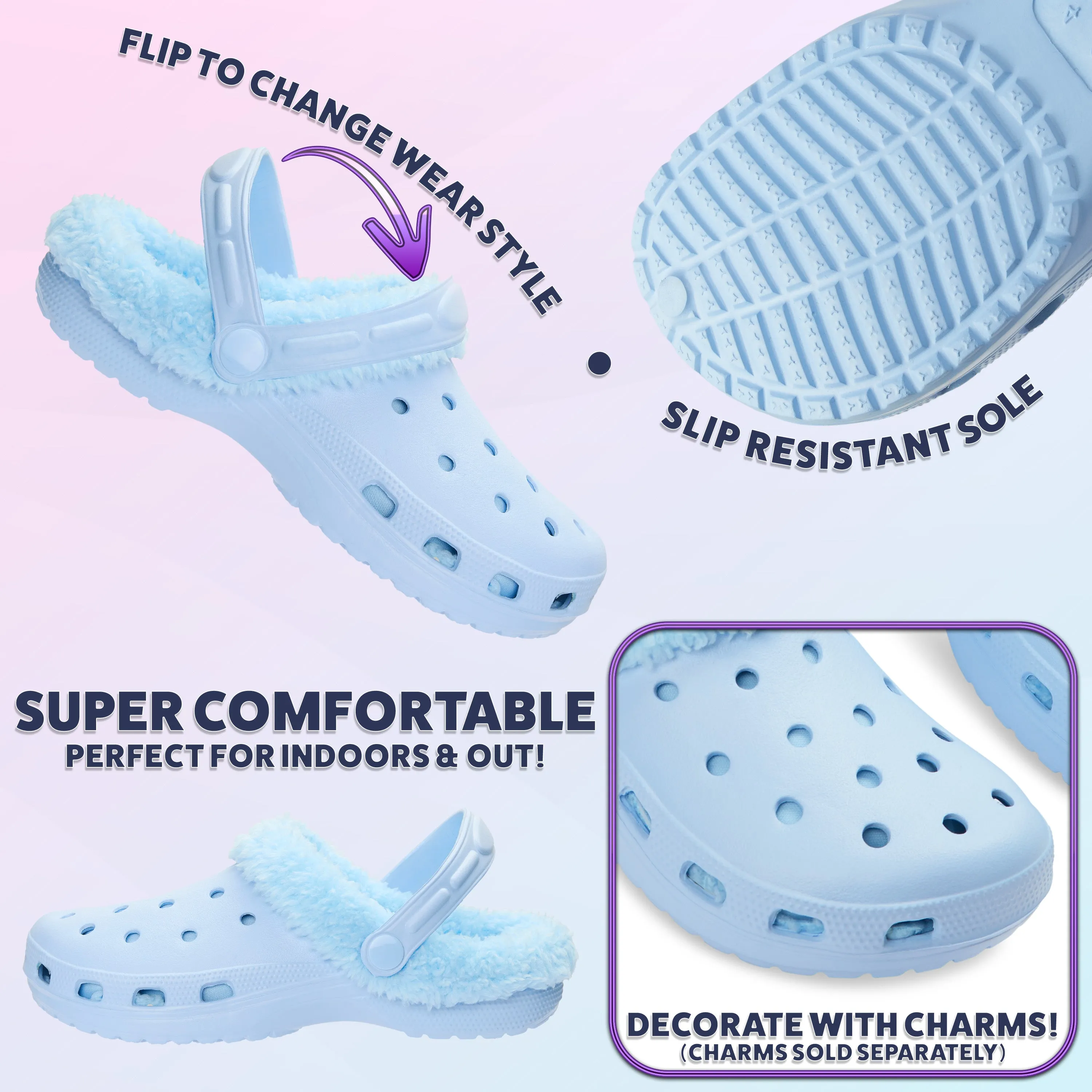 CityComfort Clogs Women Teens Winter Classic Fleece Lined House Shoes