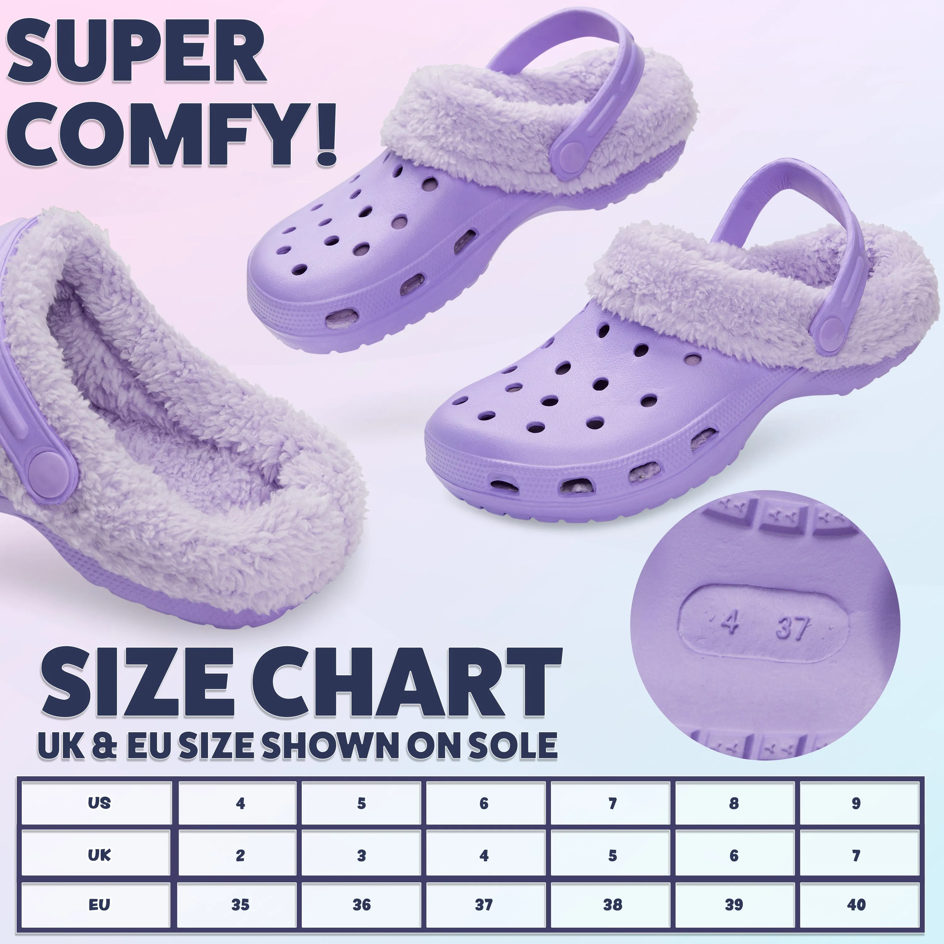 CityComfort Clogs Women Teens Winter Classic Fleece Lined House Shoes