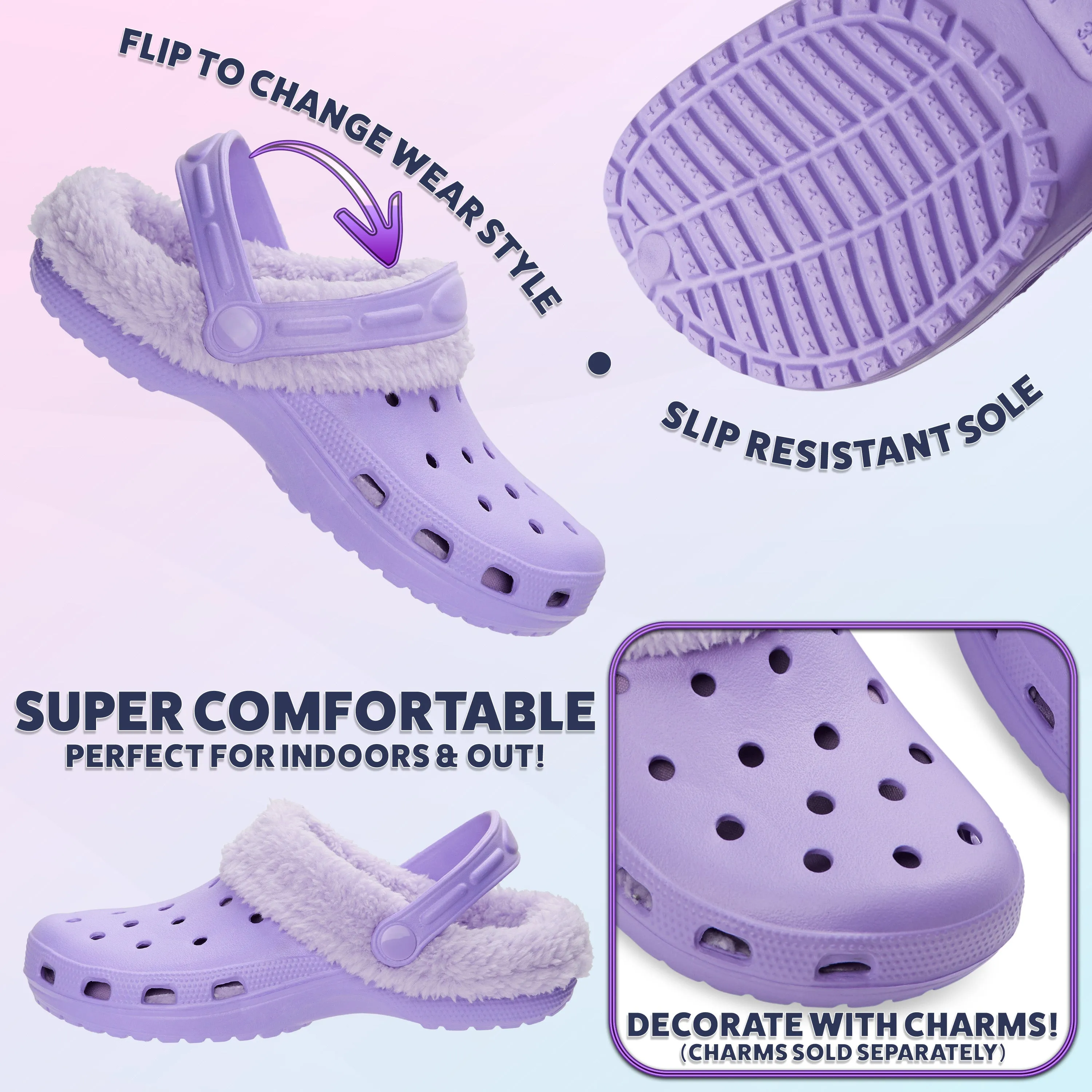 CityComfort Clogs Women Teens Winter Classic Fleece Lined House Shoes