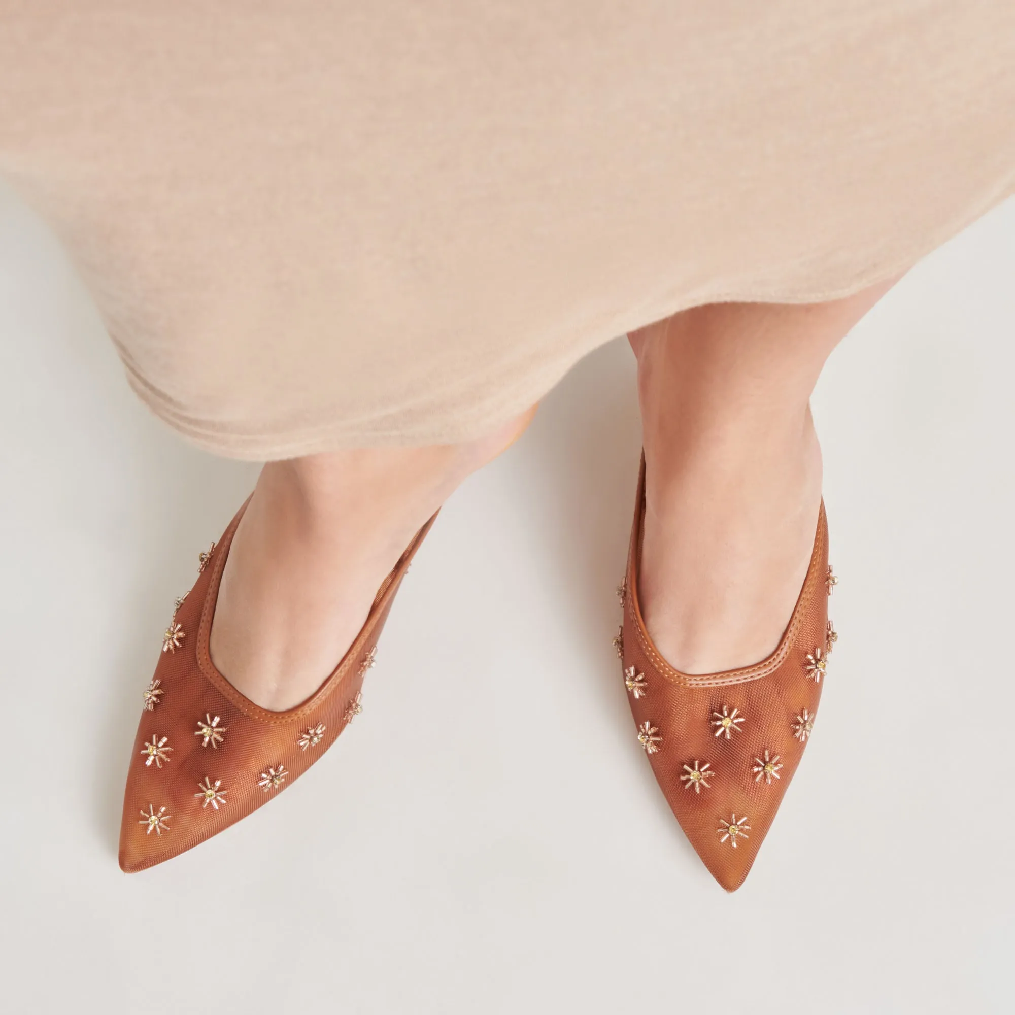 CLARA WIDE HEELS SADDLE MESH Romantic Glow