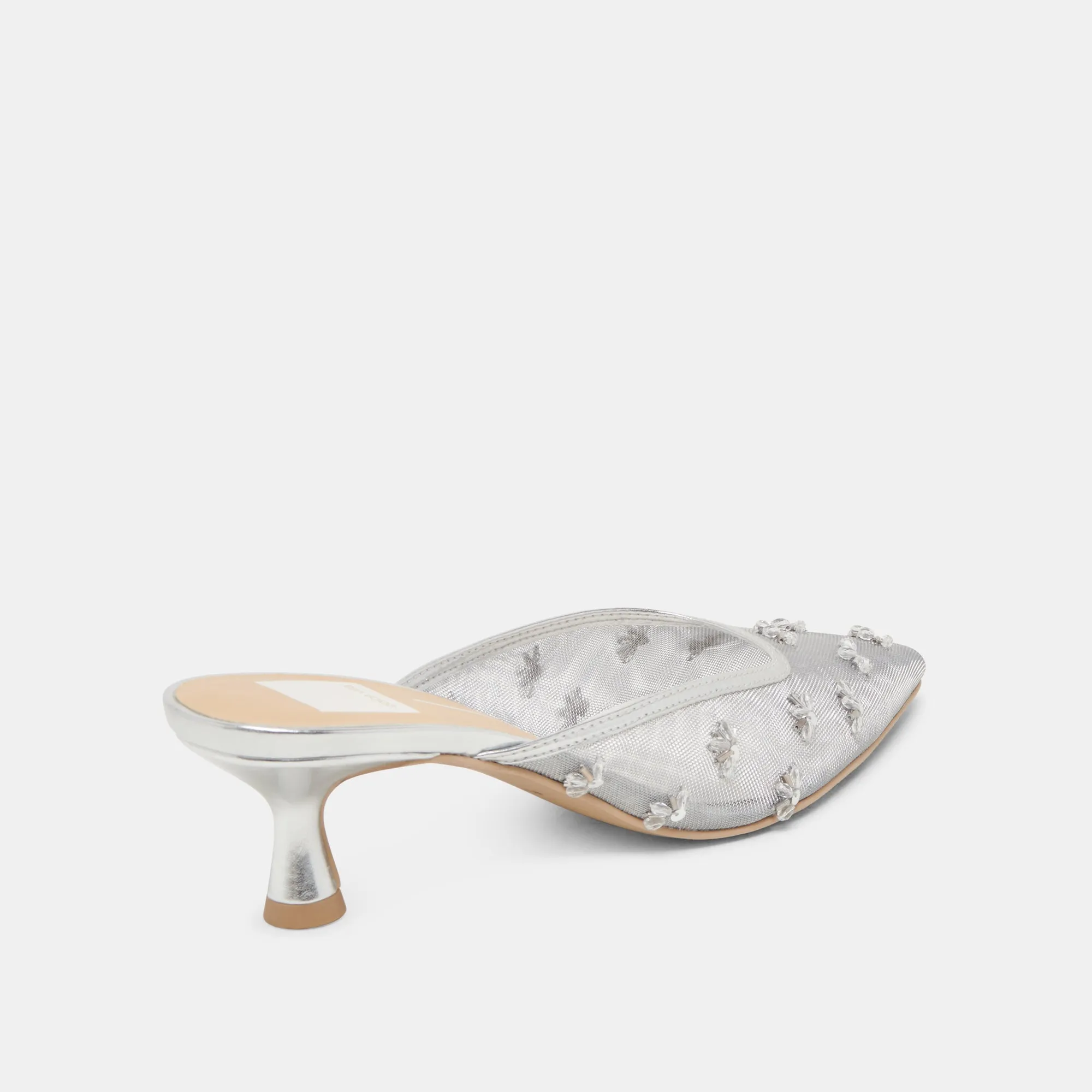 Peep Toe high-end design CLARA WIDE HEELS SILVER MESH