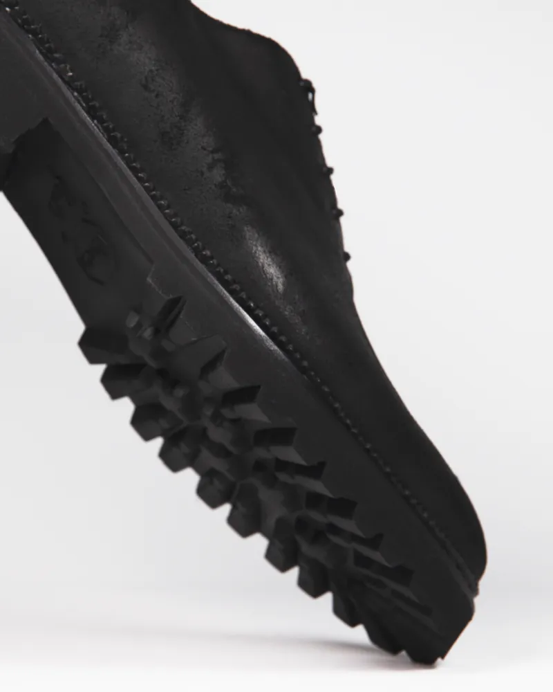 Nordic Clean Black Waxed Suede Wholecut Oxford Shoe