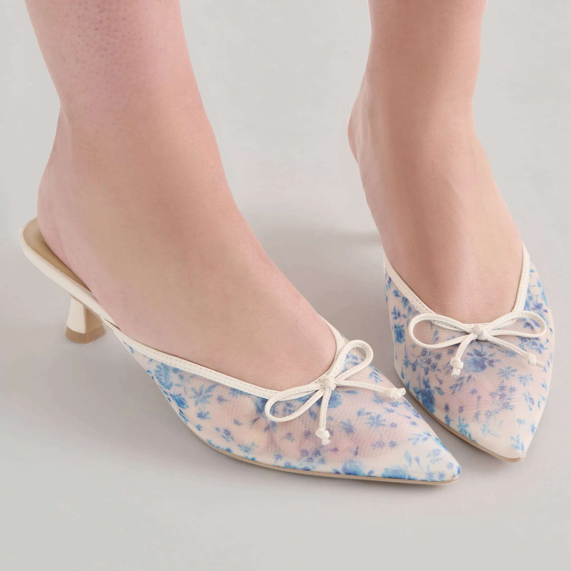 Sleek Glamour CLEO HEELS BLUE FLORAL MESH