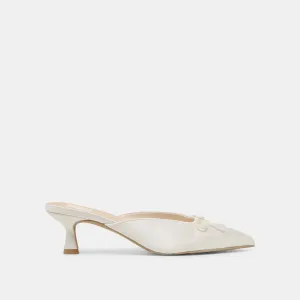 CLEO HEELS OFF WHITE SATIN Runway Queen Feminine Touch