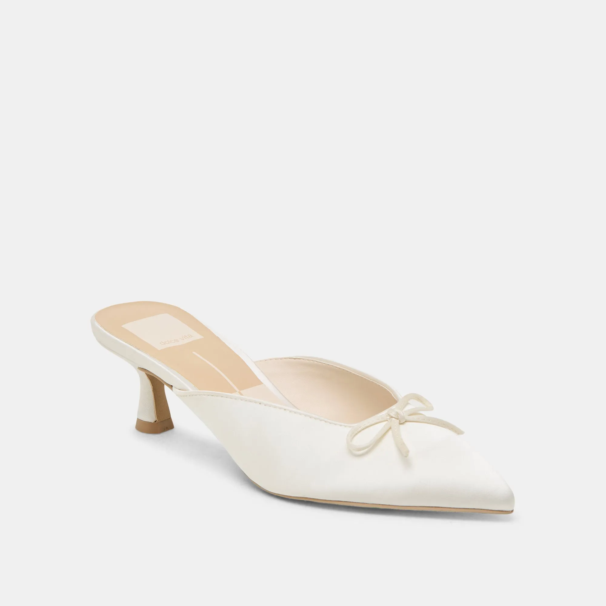 CLEO HEELS OFF WHITE SATIN Stable Grip