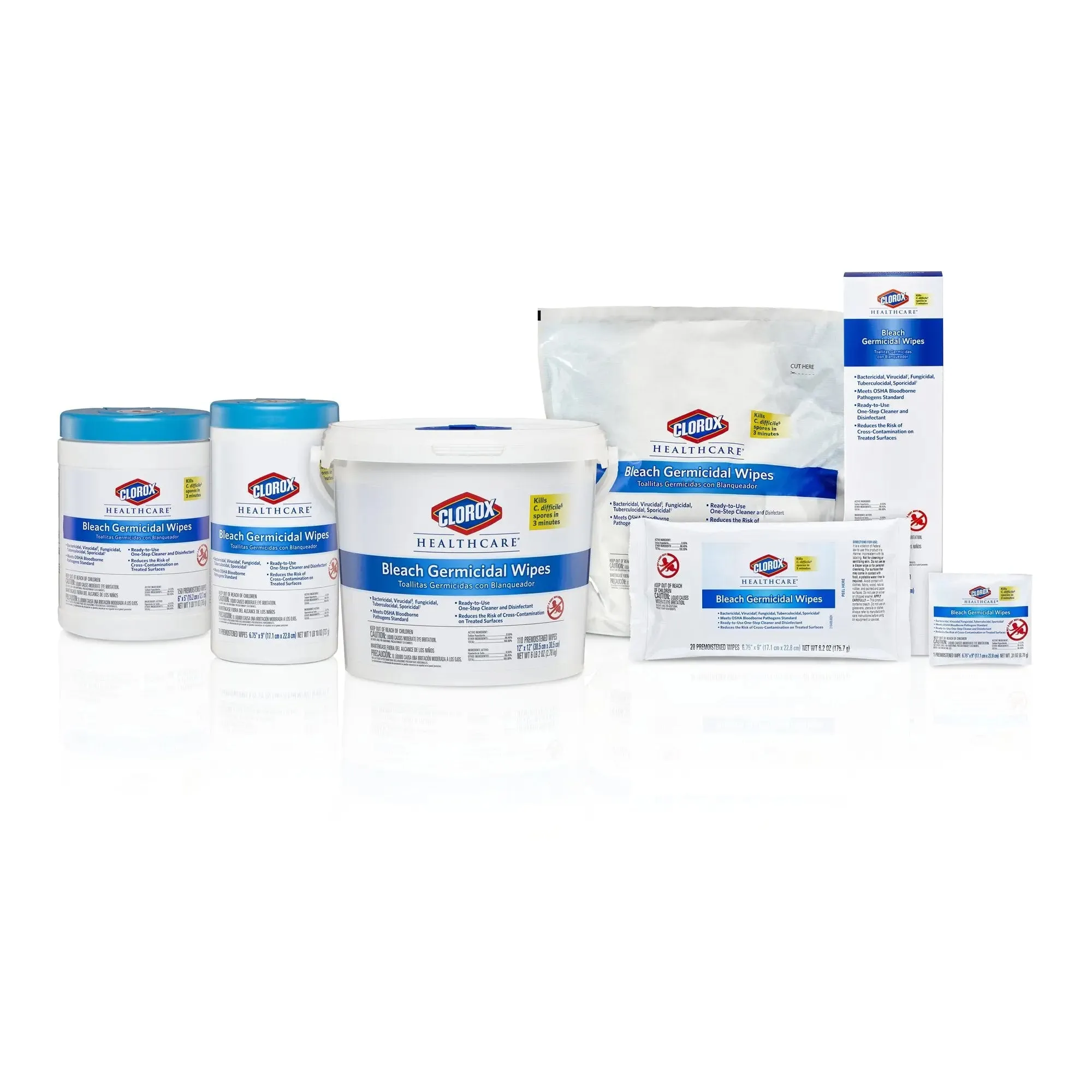 Clorox Healthcare® Bleach Germicidal Cleaner Wipes, 110 Count Refill