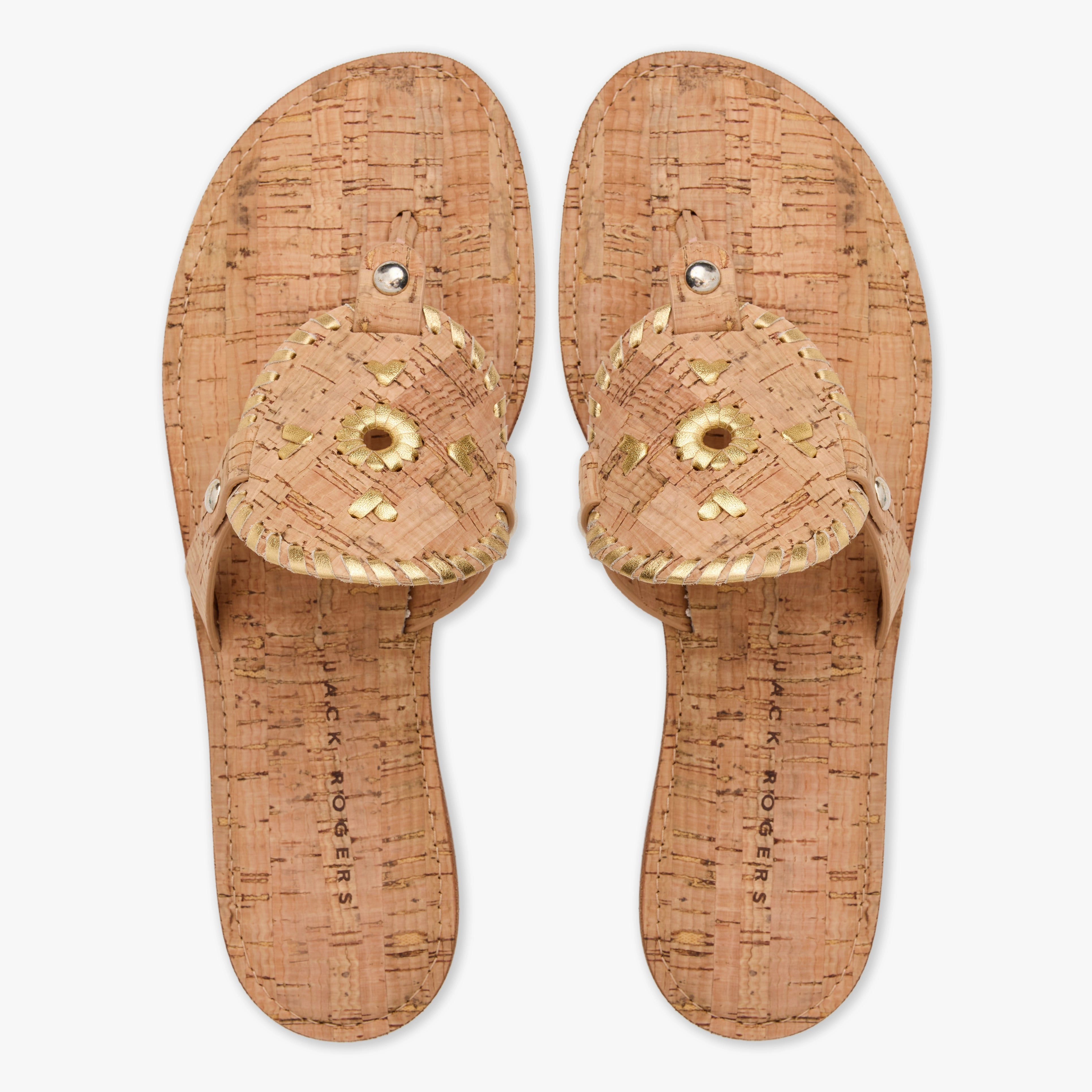 Collins Cork & Metallic Leather Flat Sandal Breathable Material Leg Ease