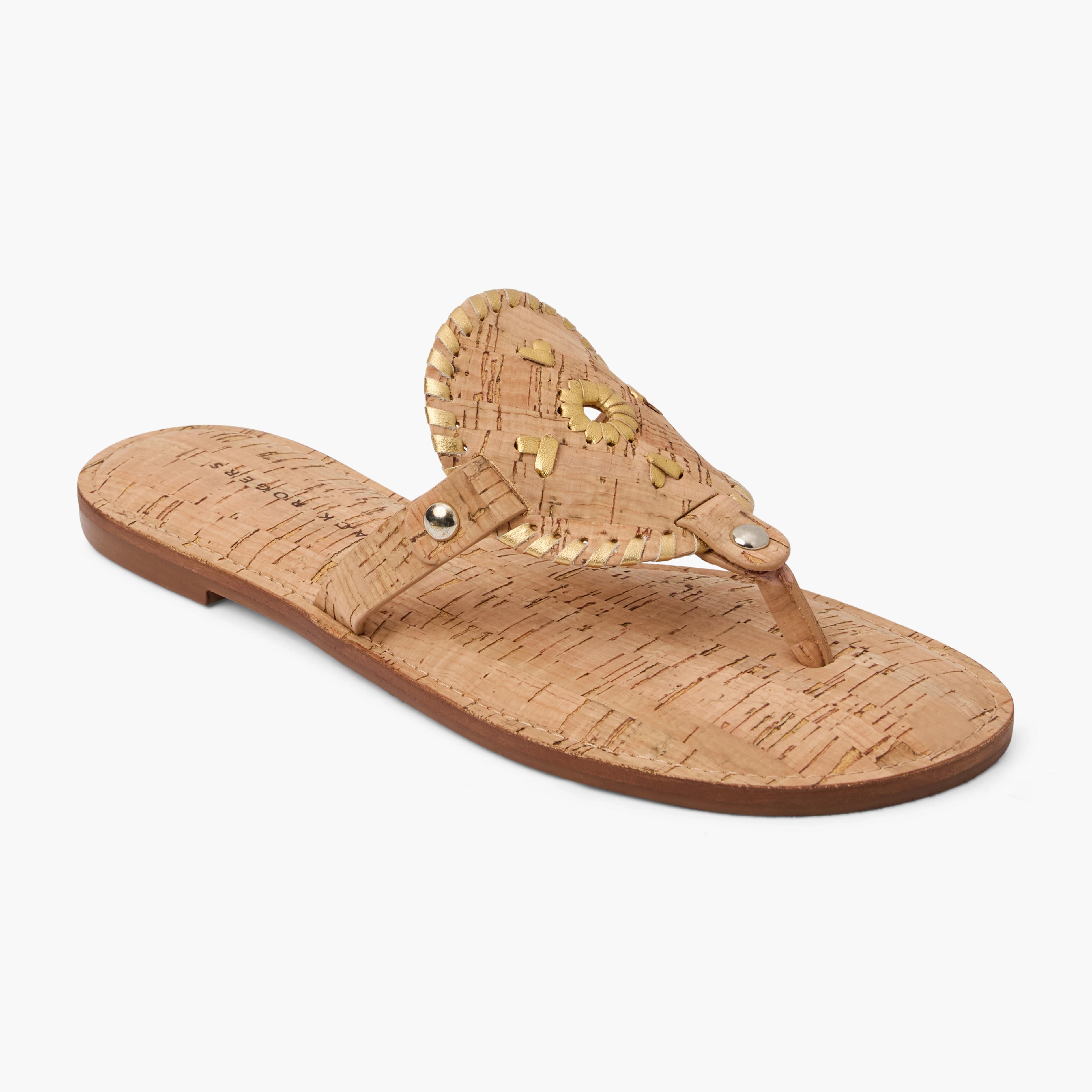 Easy Travel Collins Cork & Metallic Leather Flat Sandal