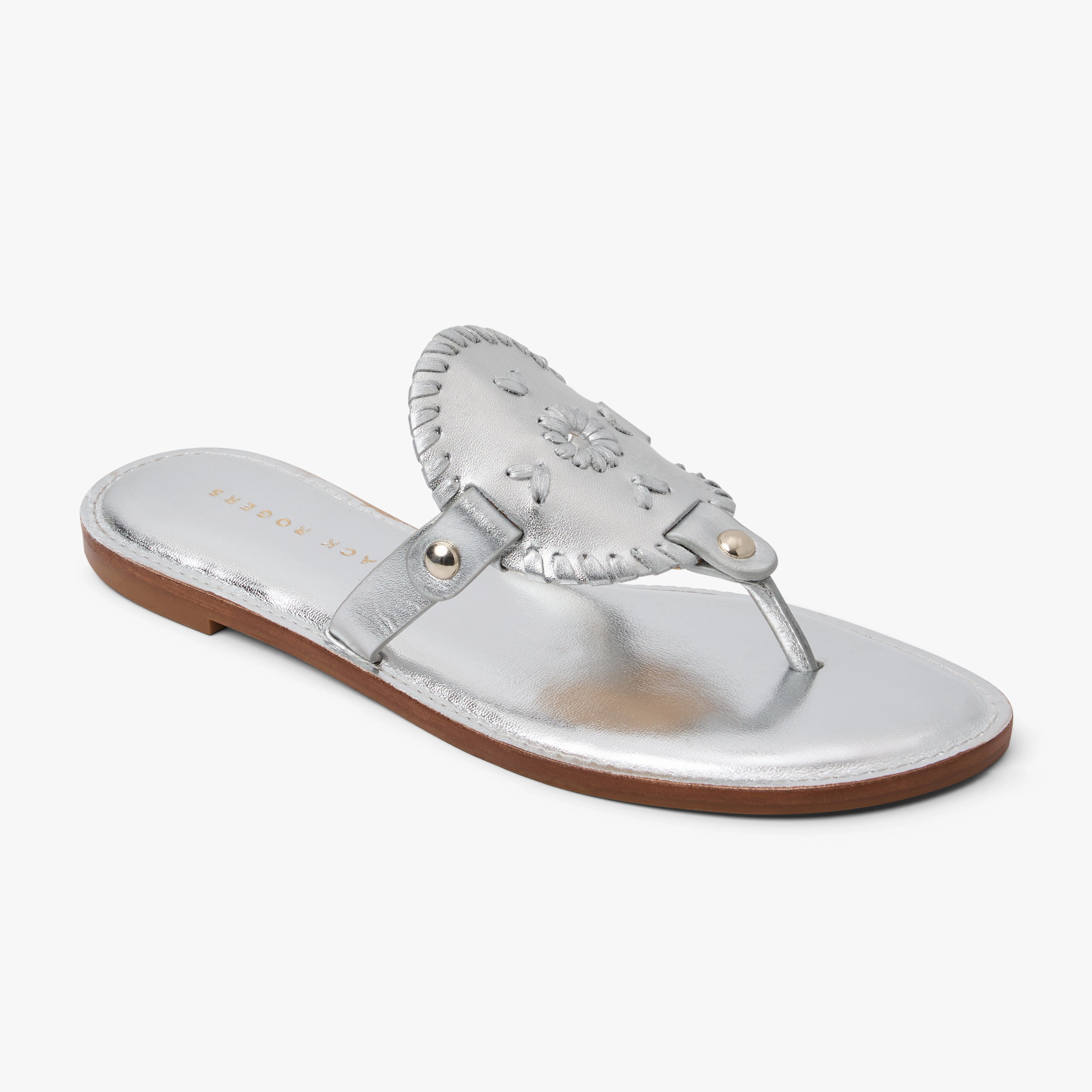 Breath Arch Blister Free Contact Points Collins Metallic Leather Flat Sandal