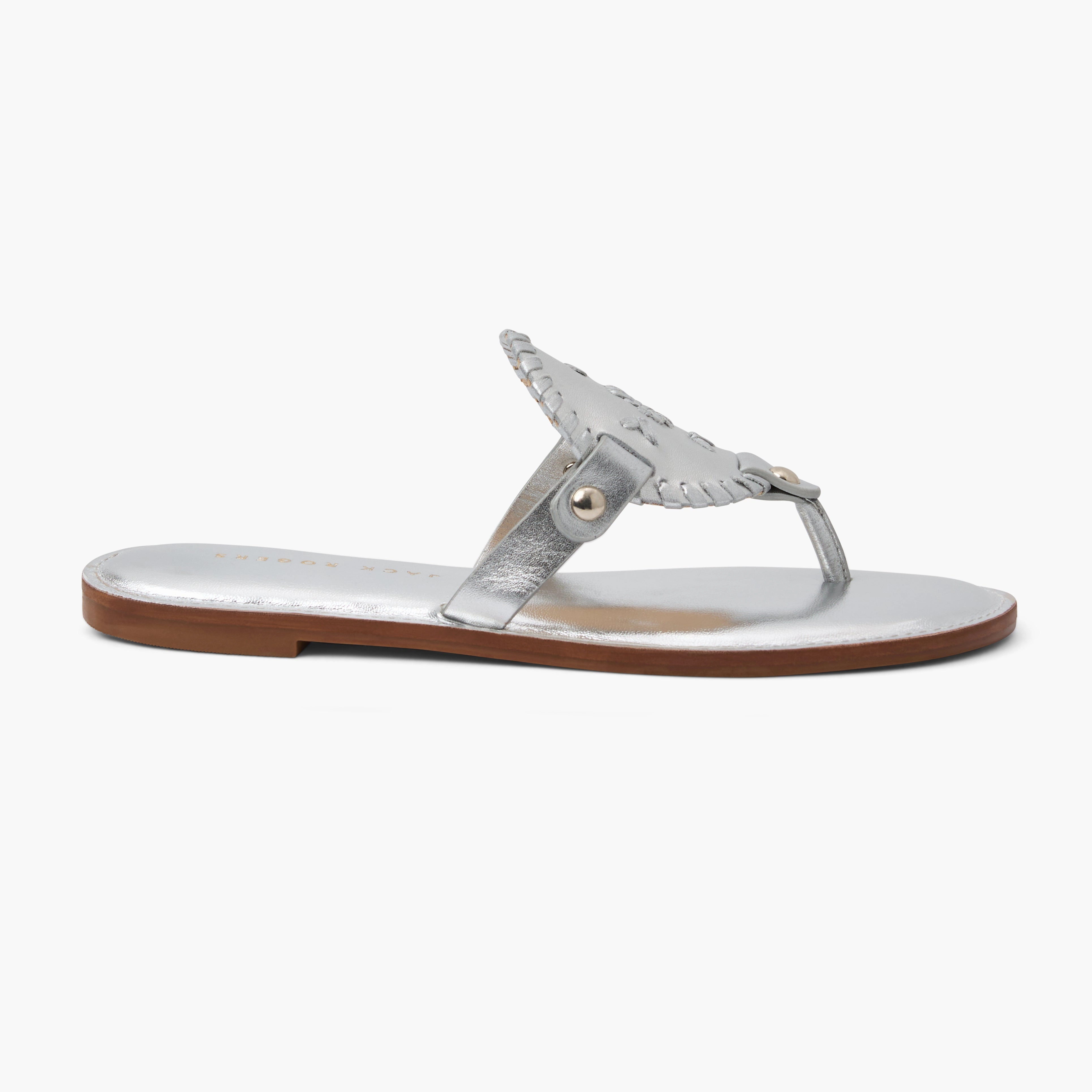 Full Range Relaxing Shoes Collins Metallic Leather Flat Sandal