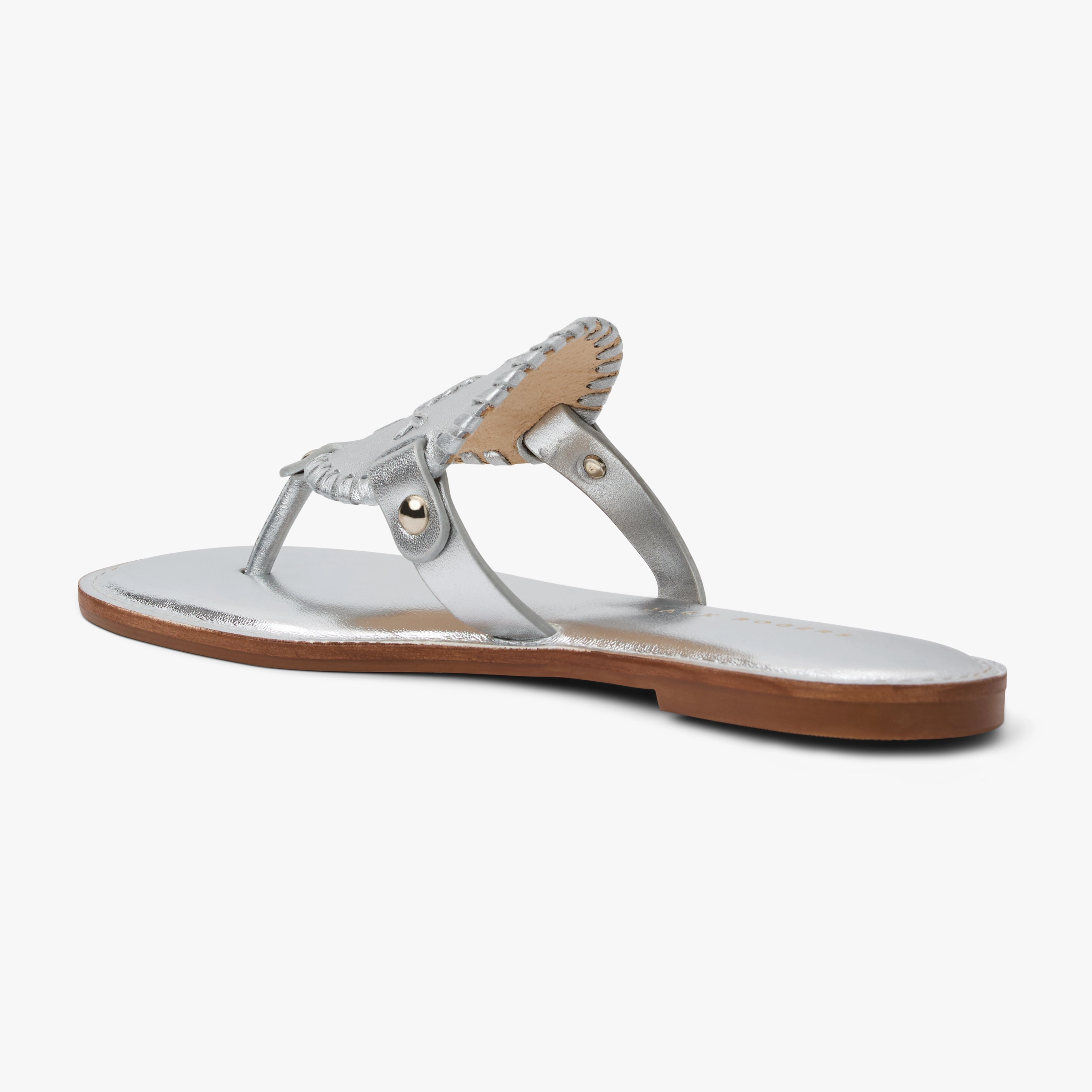 Sporty Footwear for Vacation Collins Metallic Leather Flat Sandal
