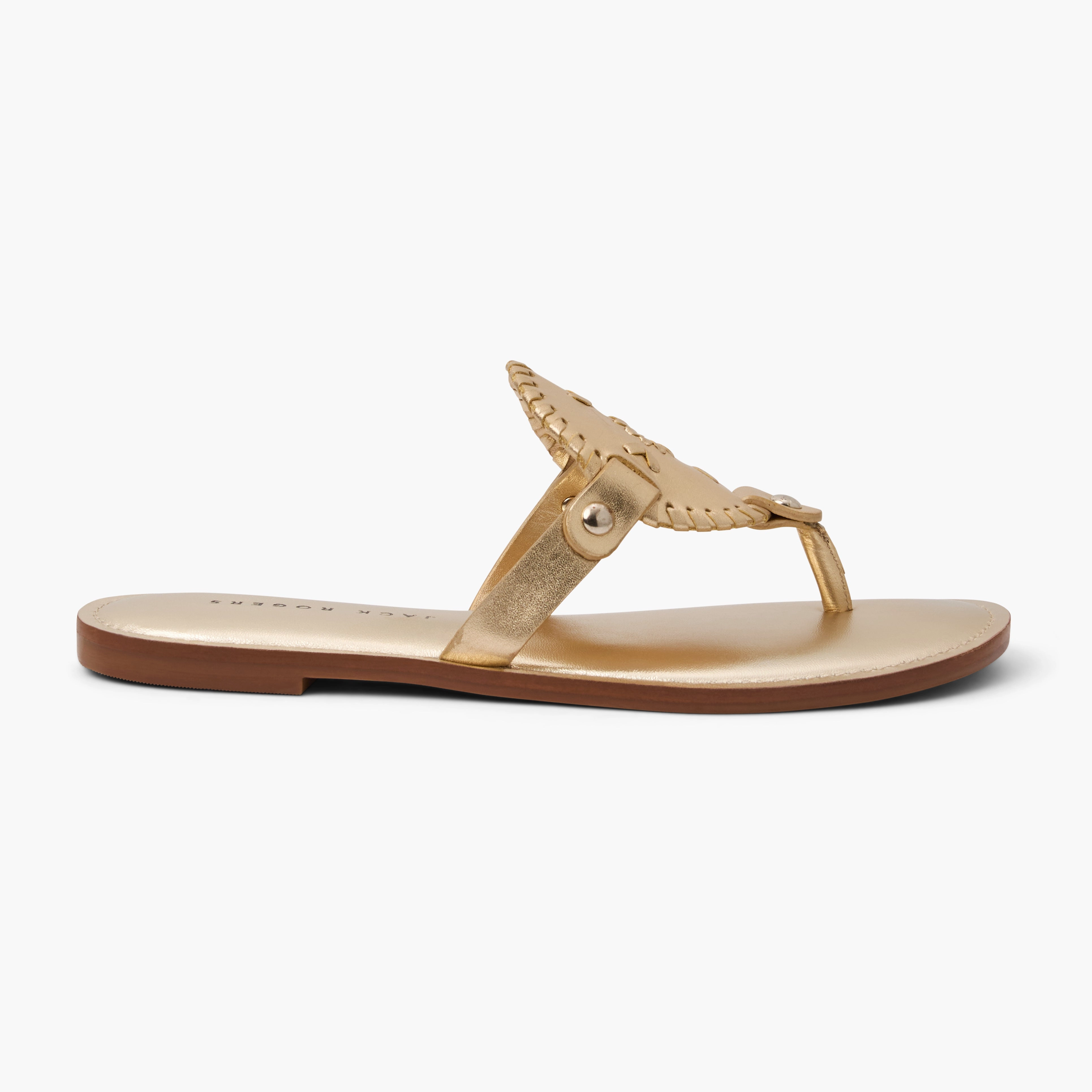 Comfortable For All-Day Wear Minimalist Collins Metallic Leather Flat Sandal