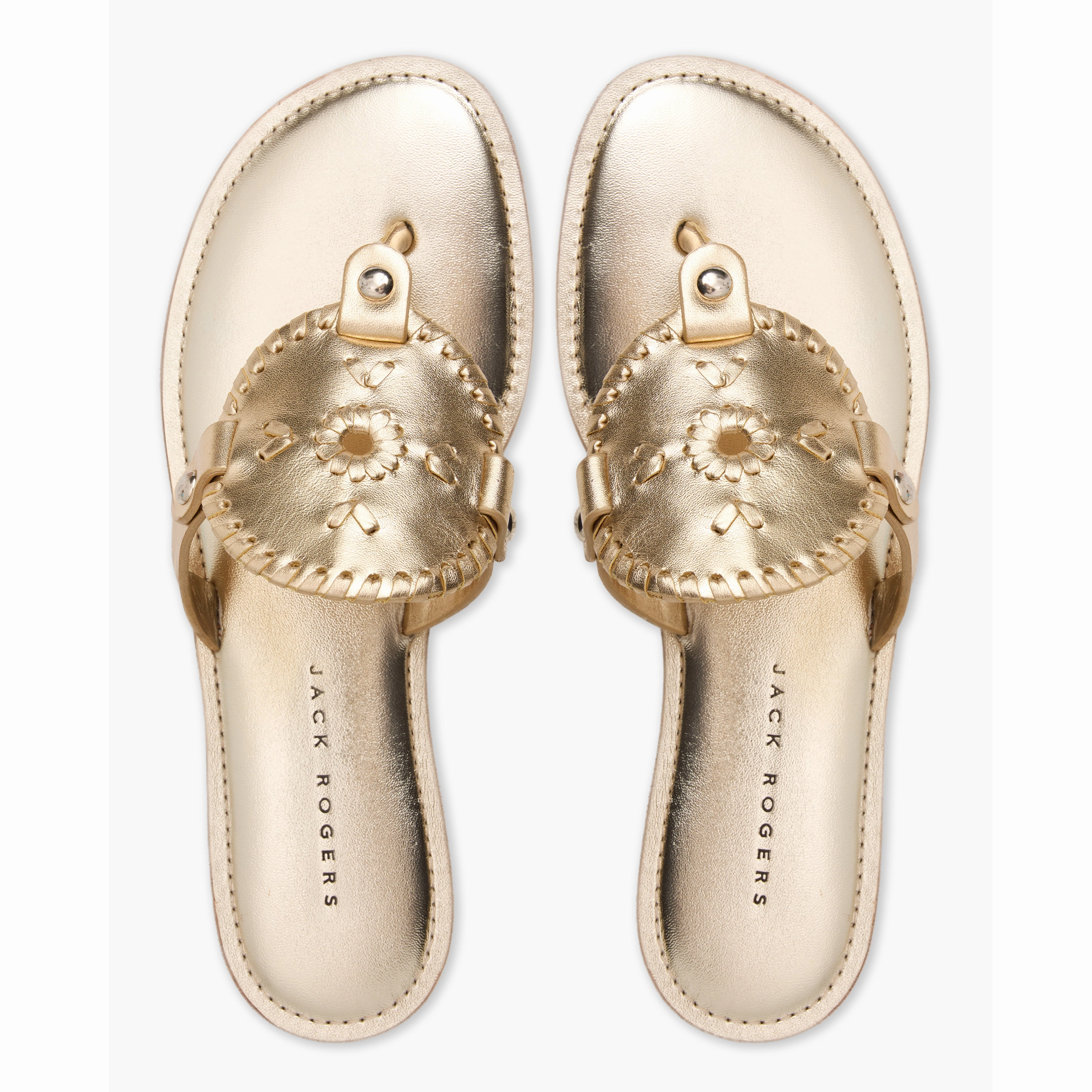 Pressure Relief Cushioning Toe Post Collins Metallic Leather Flat Sandal