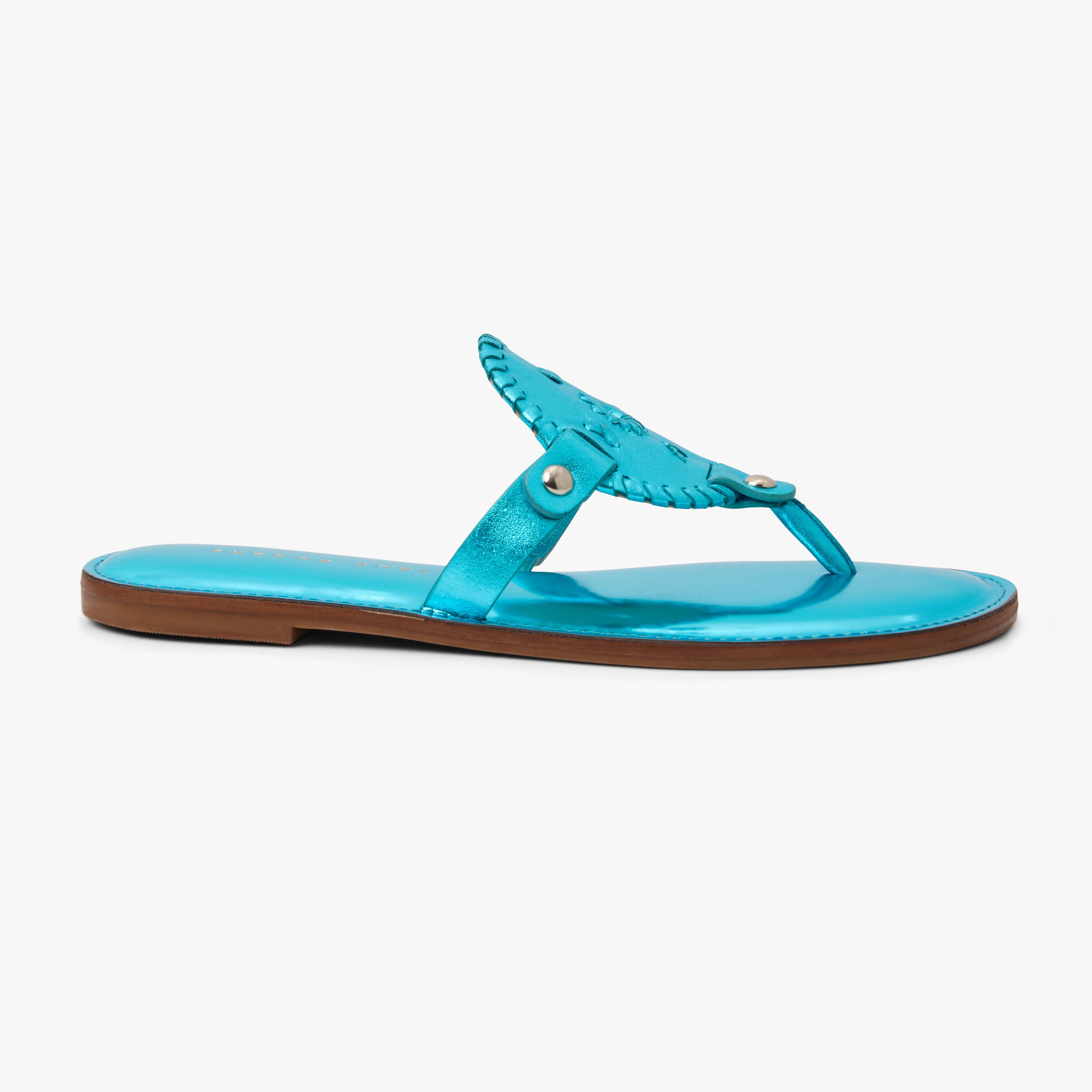 Collins Metallic Leather Flat Sandal Flat Heel