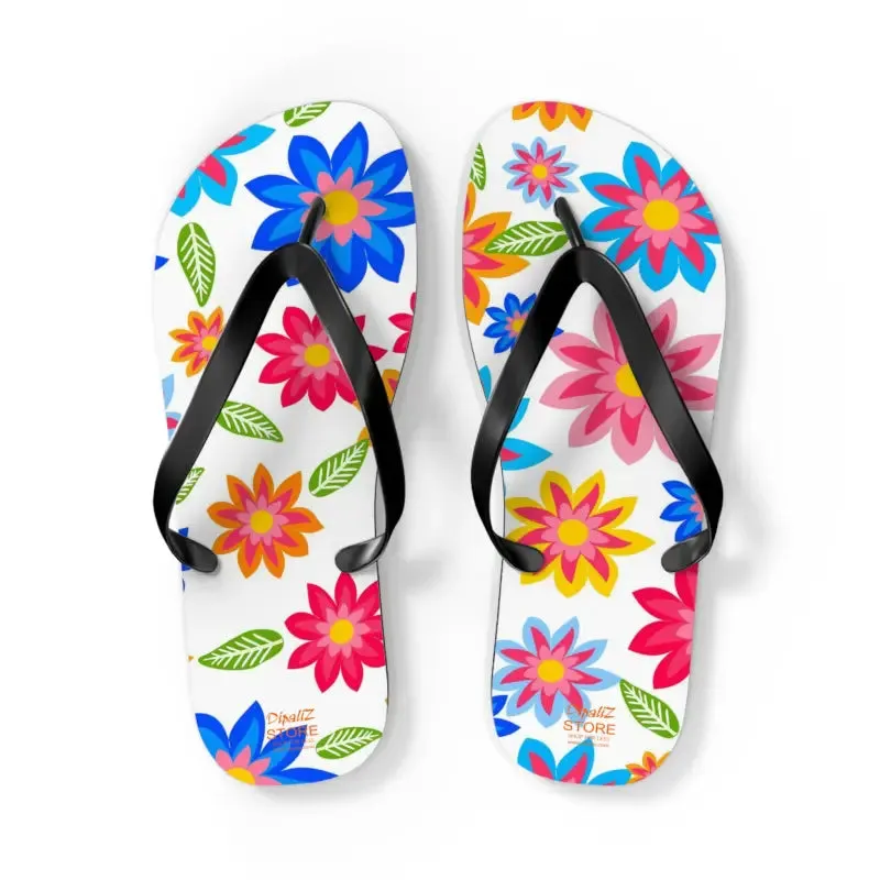 Colorful Flowers Unisex Flip Flops Summer Vibes