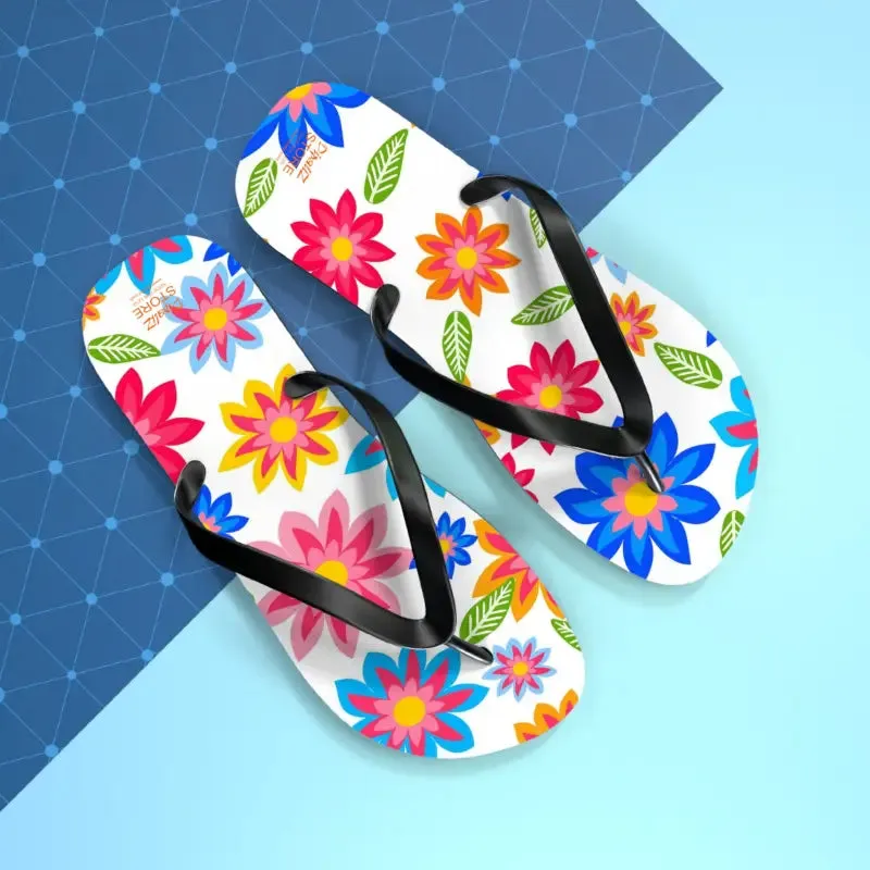 Colorful Flowers Unisex Flip Flops Summer Vibes