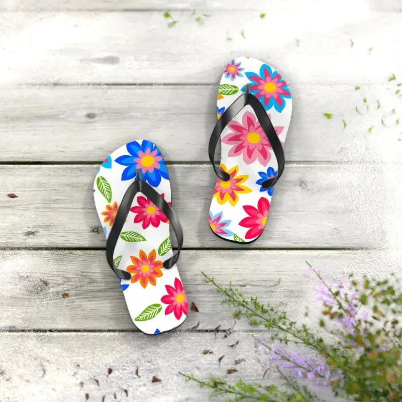 Colorful Flowers Unisex Flip Flops Summer Vibes