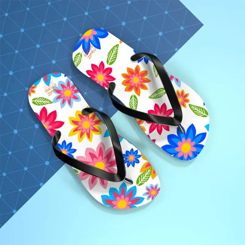 Colorful Flowers Unisex Flip Flops Summer Vibes