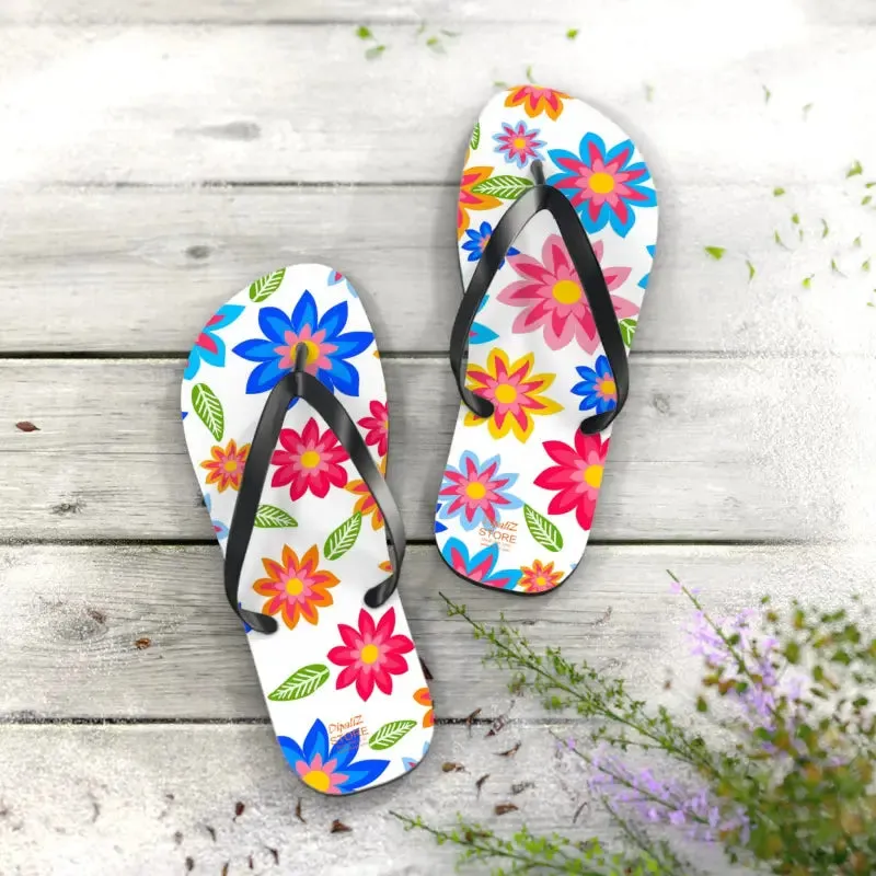 Colorful Flowers Unisex Flip Flops Summer Vibes