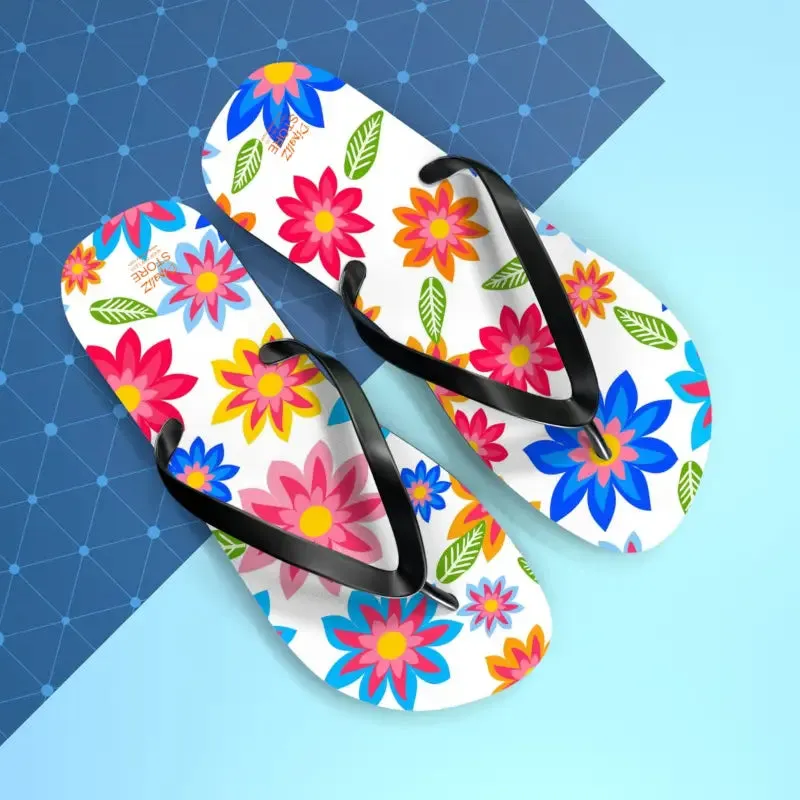 Colorful Flowers Unisex Flip Flops Summer Vibes